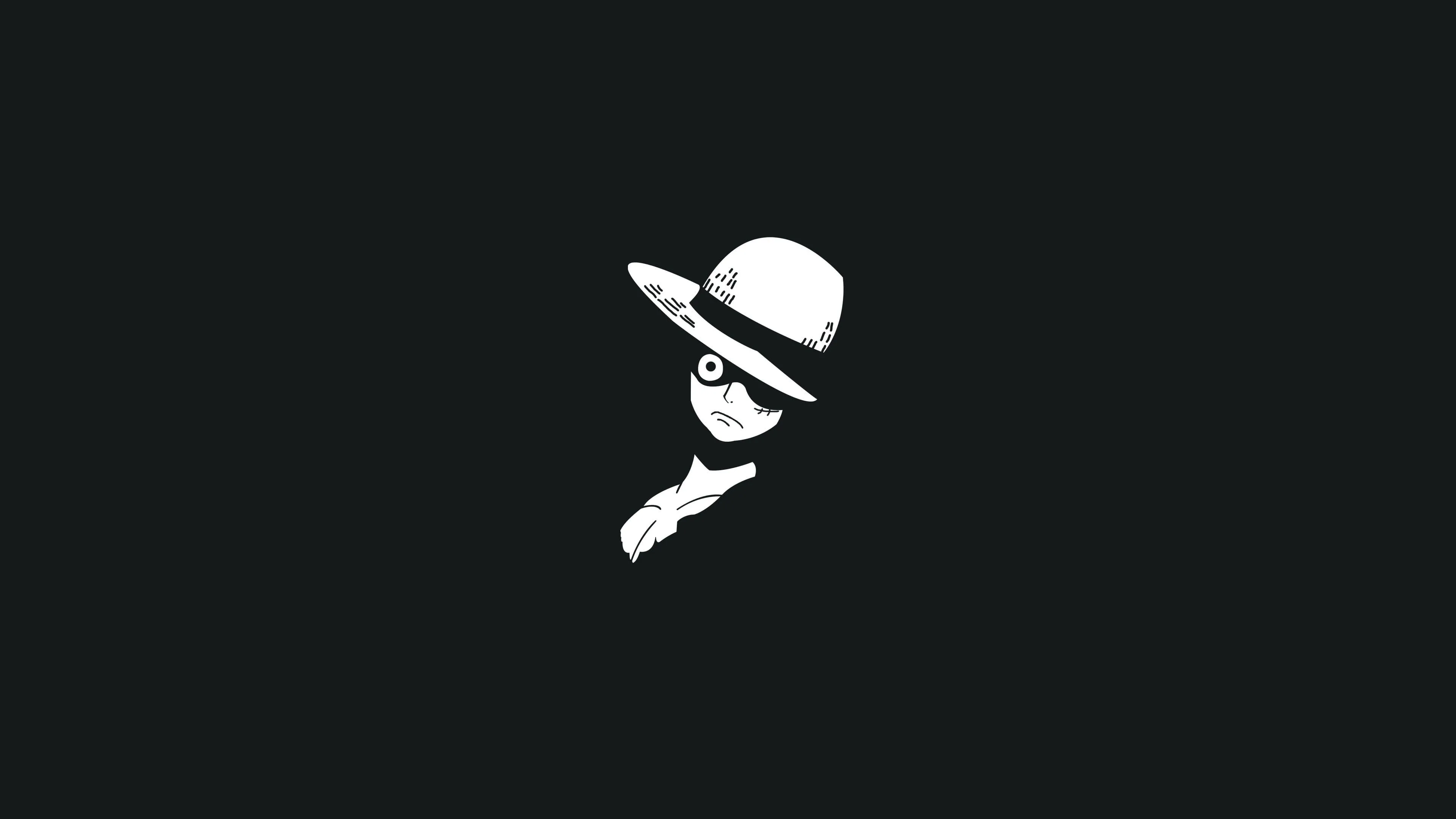 Minimalist Black and White Anime Character Silhouette