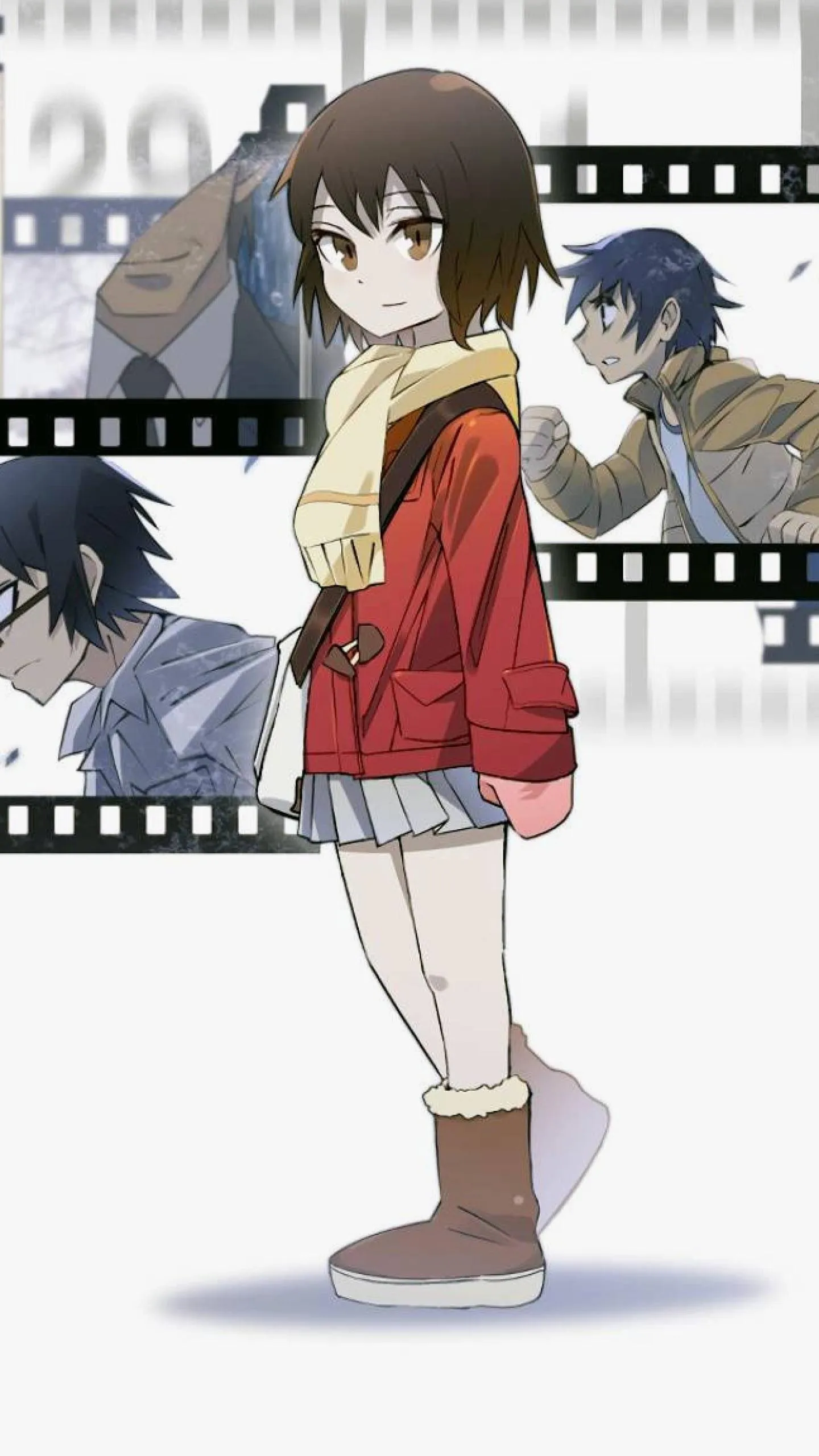 Mitsuha Miyamizu in Red Ribbon Walking Through Town