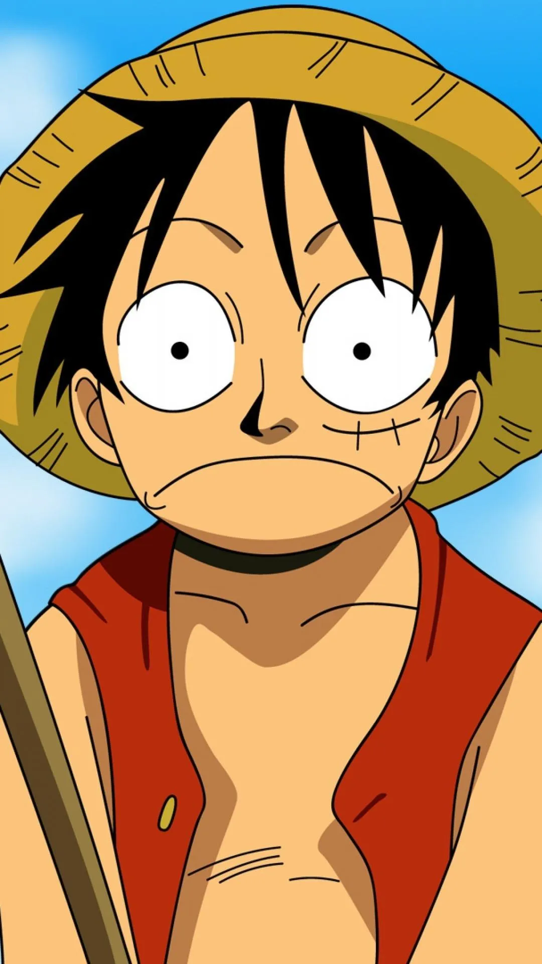 Monkey D Luffy from One Piece with Surprised Look Wallpaper