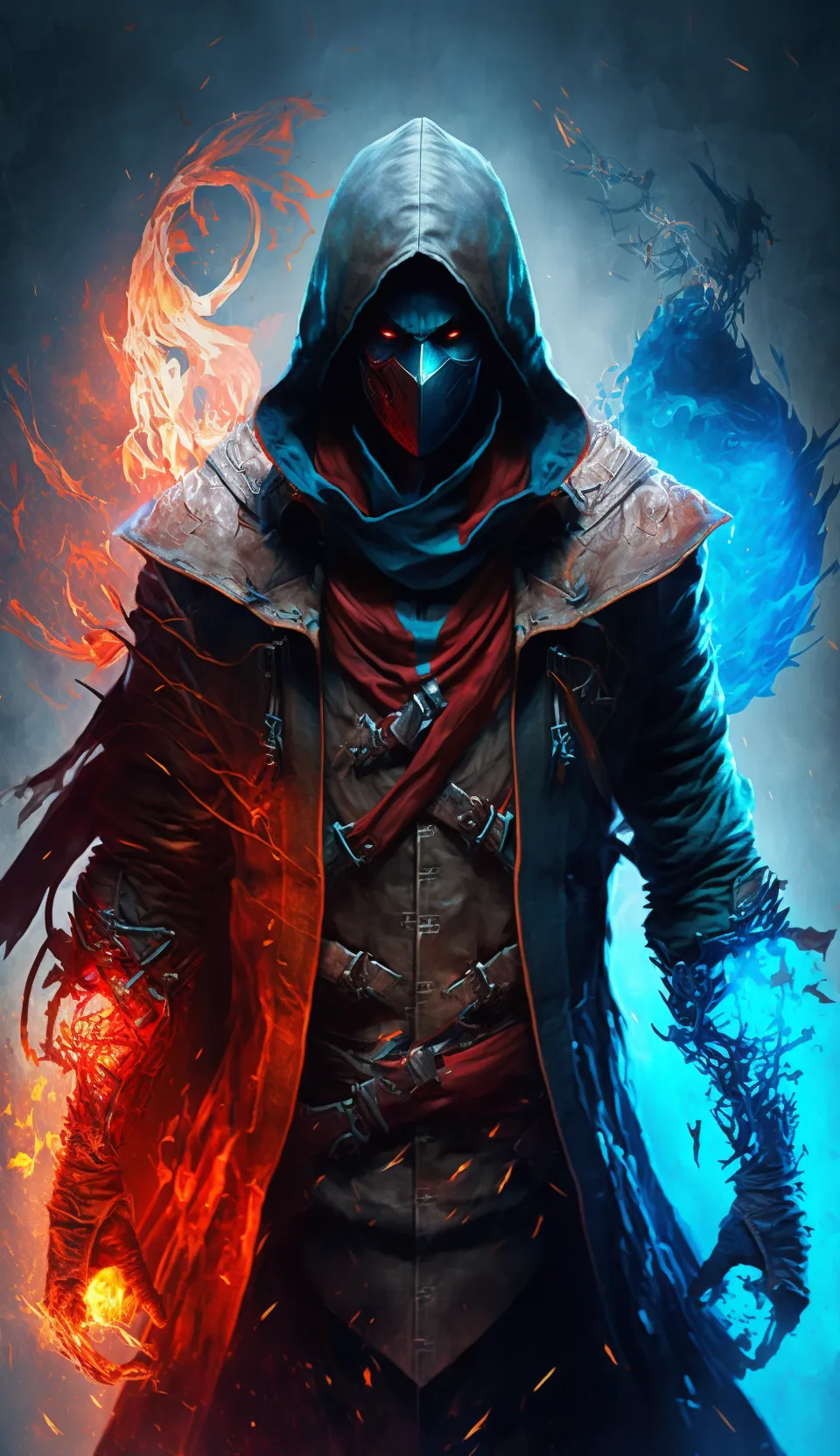 Mysterious Warrior of Fire and Ice Epic 4K wallpaper free