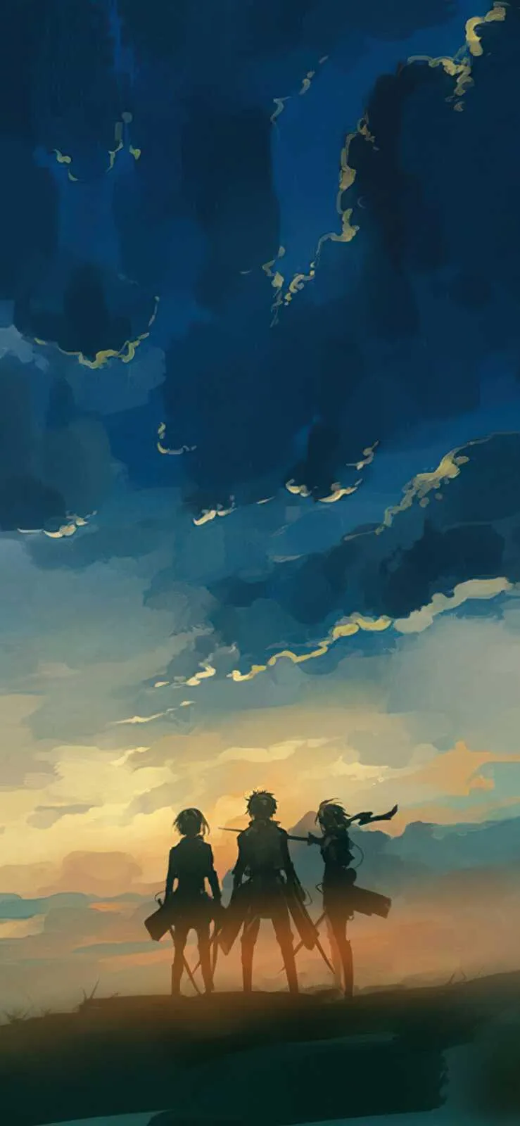 Naruto and Friends Walking Under Dramatic Sunset with Calm