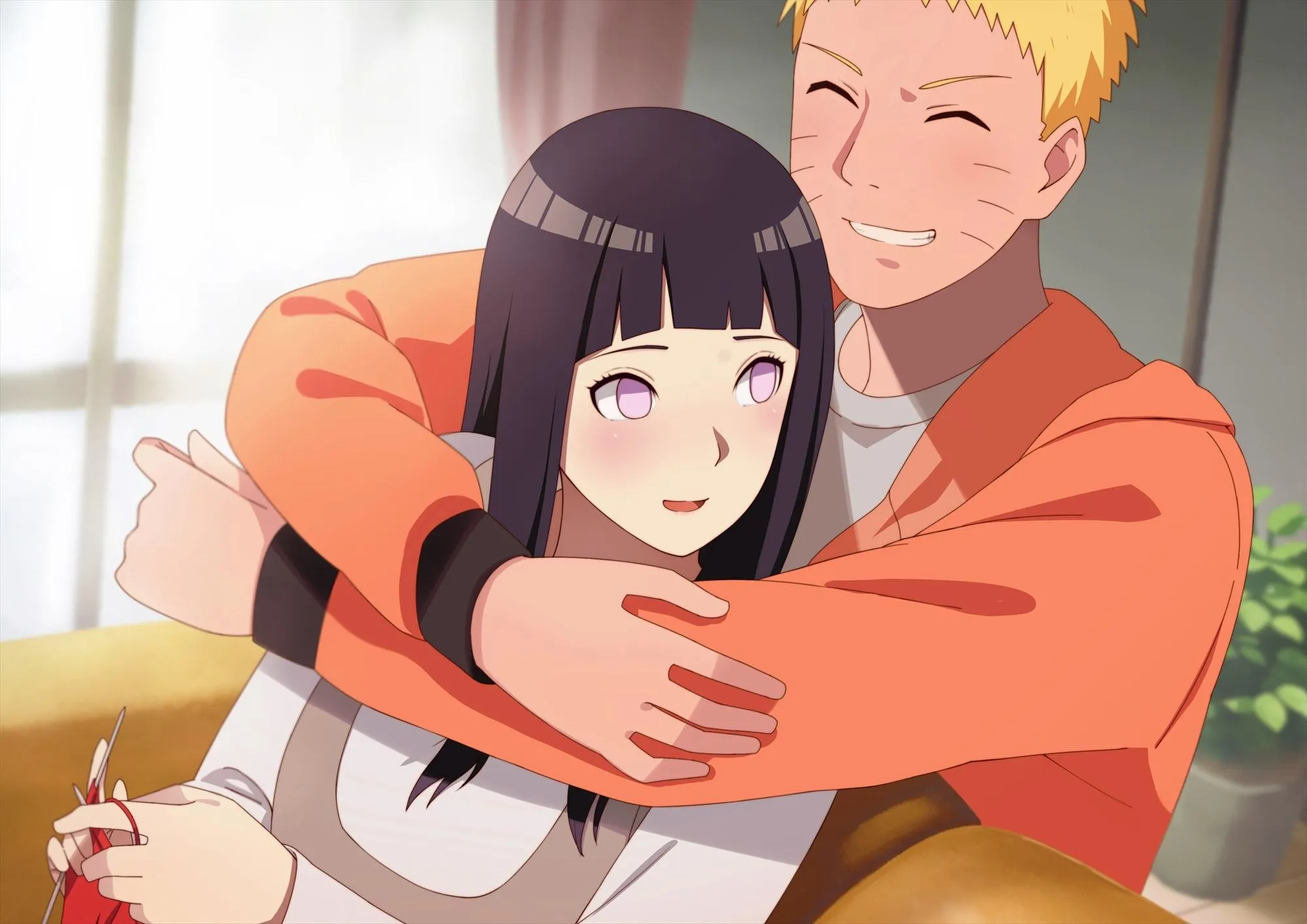 Naruto and Hinata Embrace in Loving Moment from Naruto Series