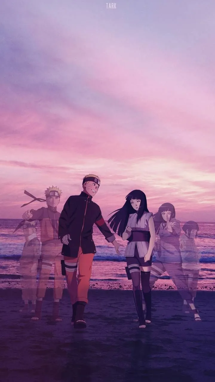 Naruto and Hinata Romantic Sunset Walk Wallpaper
