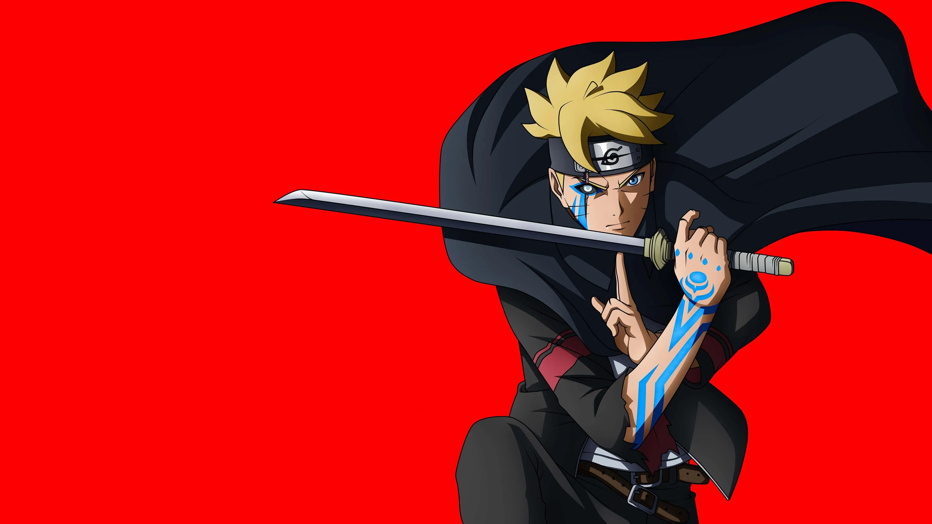 Naruto Preparing to Fight with Red Background Glow