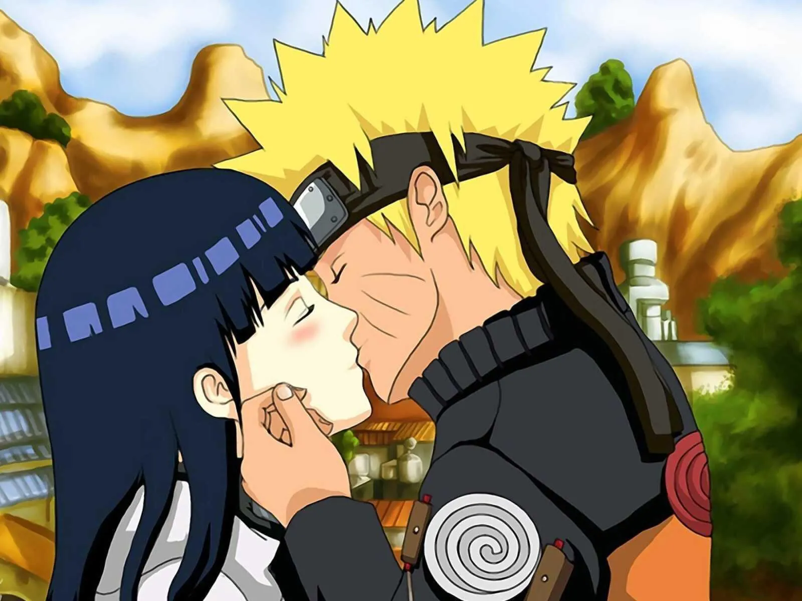 Naruto Uzumaki and Hinata Hyuga Sharing a Moment Wallpaper