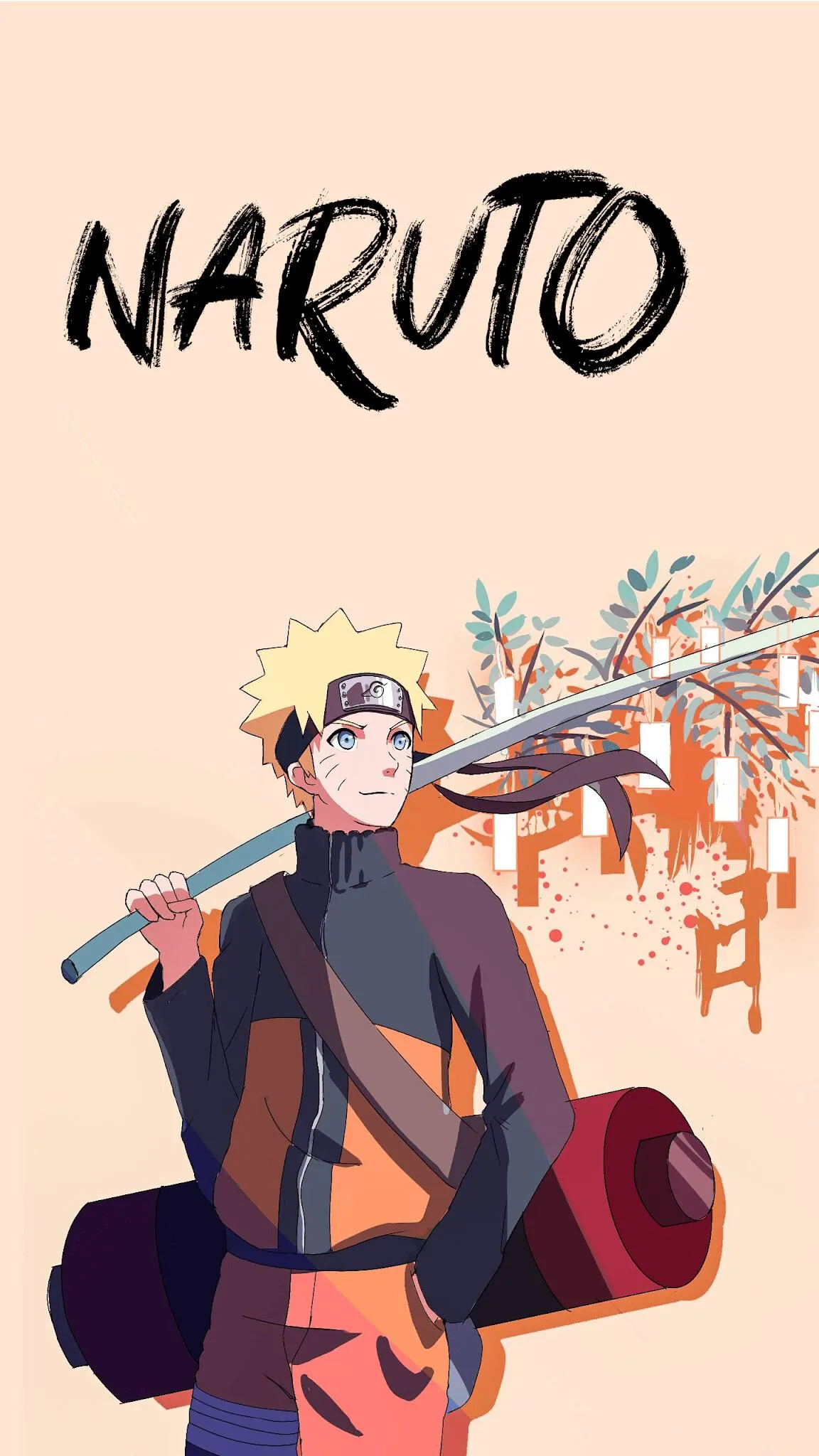 Naruto Uzumaki from Naruto Anime in Action Pose Wallpaper