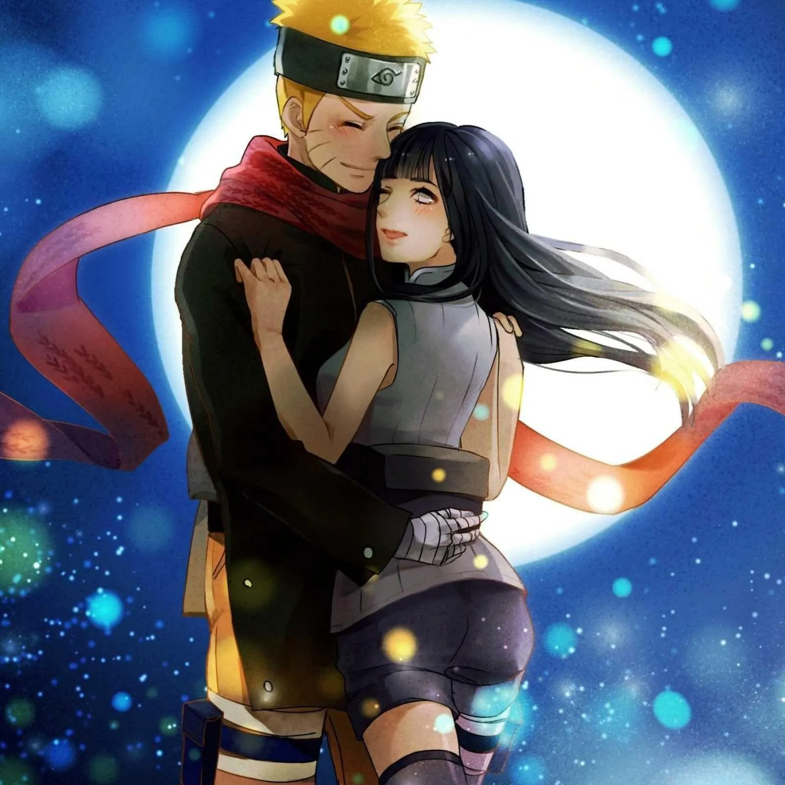 Naruto Uzumaki Hugging Hinata Hyuga Under Moonlight