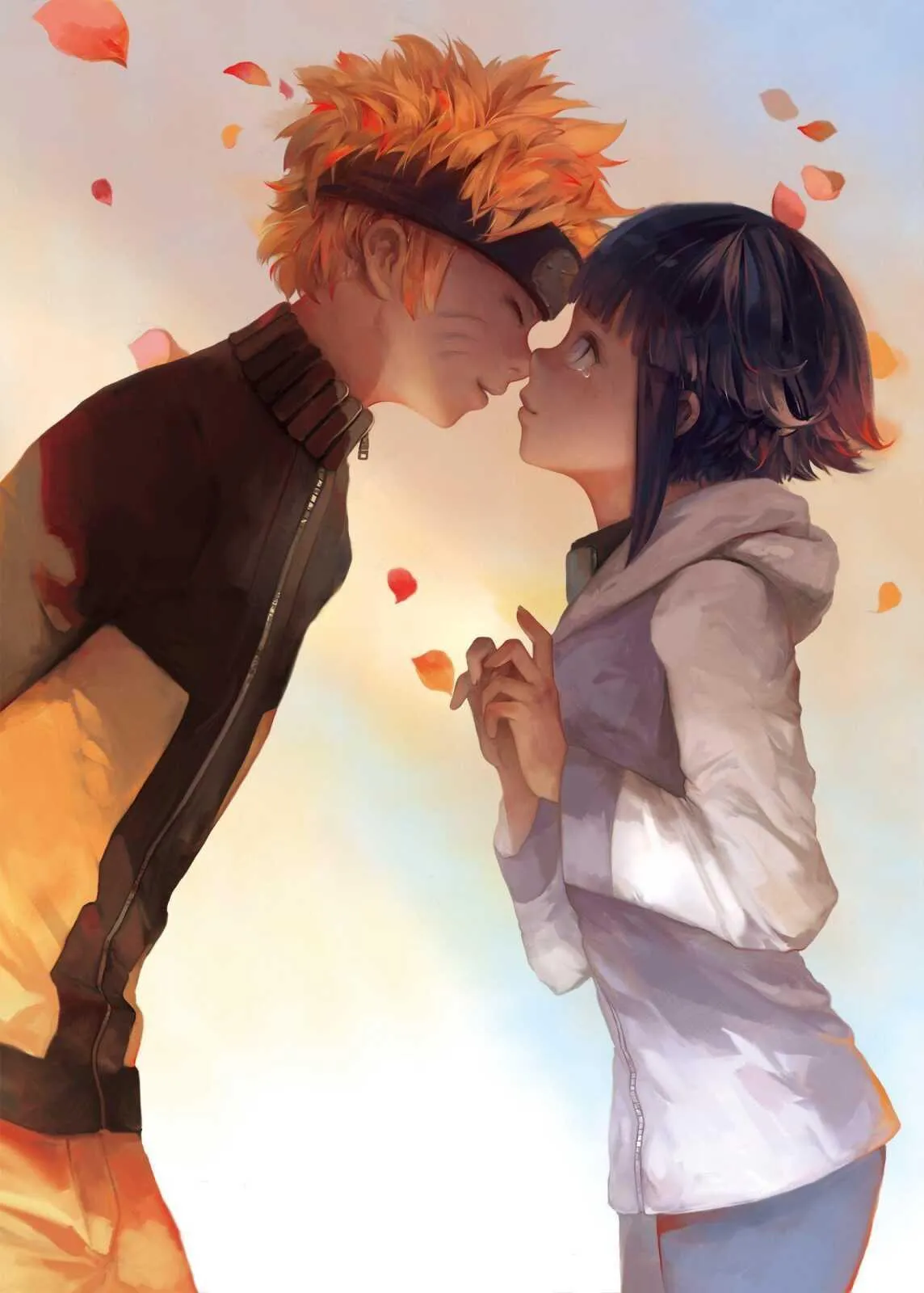 Naruto Uzumaki Kissing Hinata Hyuga in the Rain Wallpaper