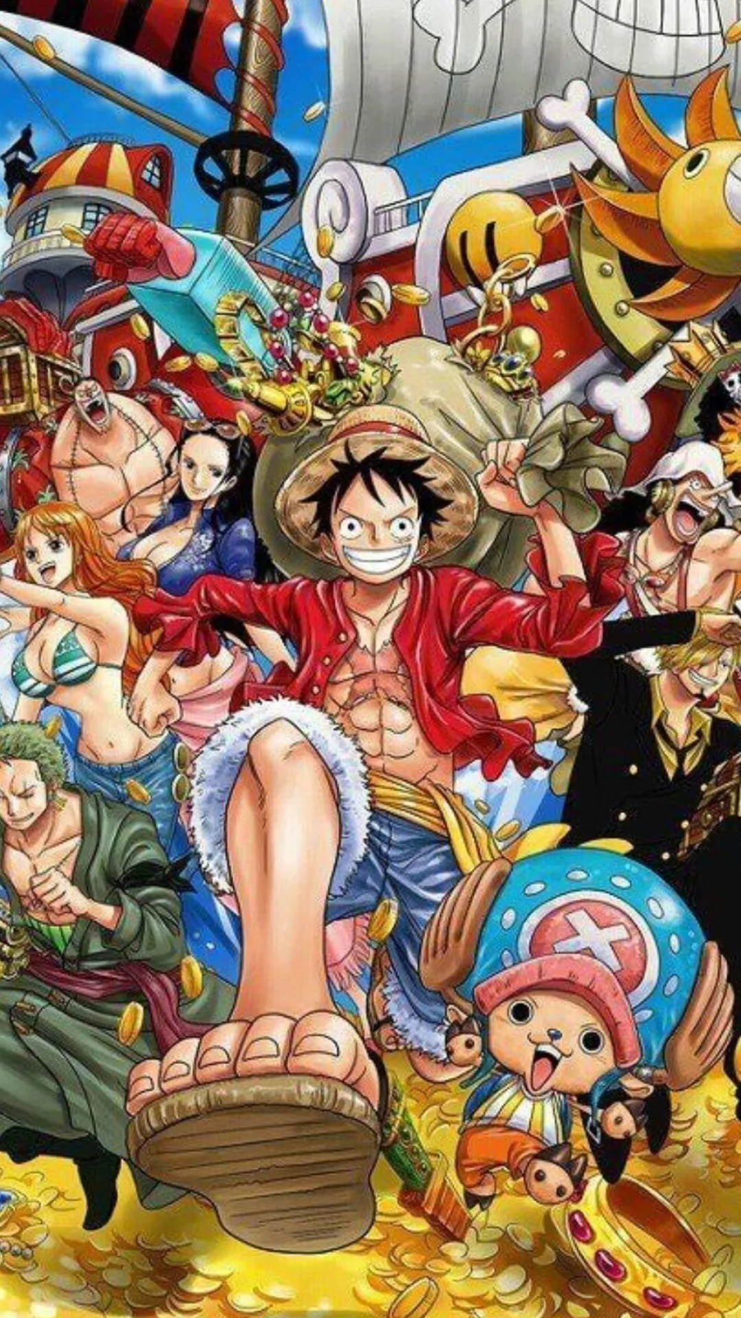 One Piece All Main Crew Members Posing with Energy