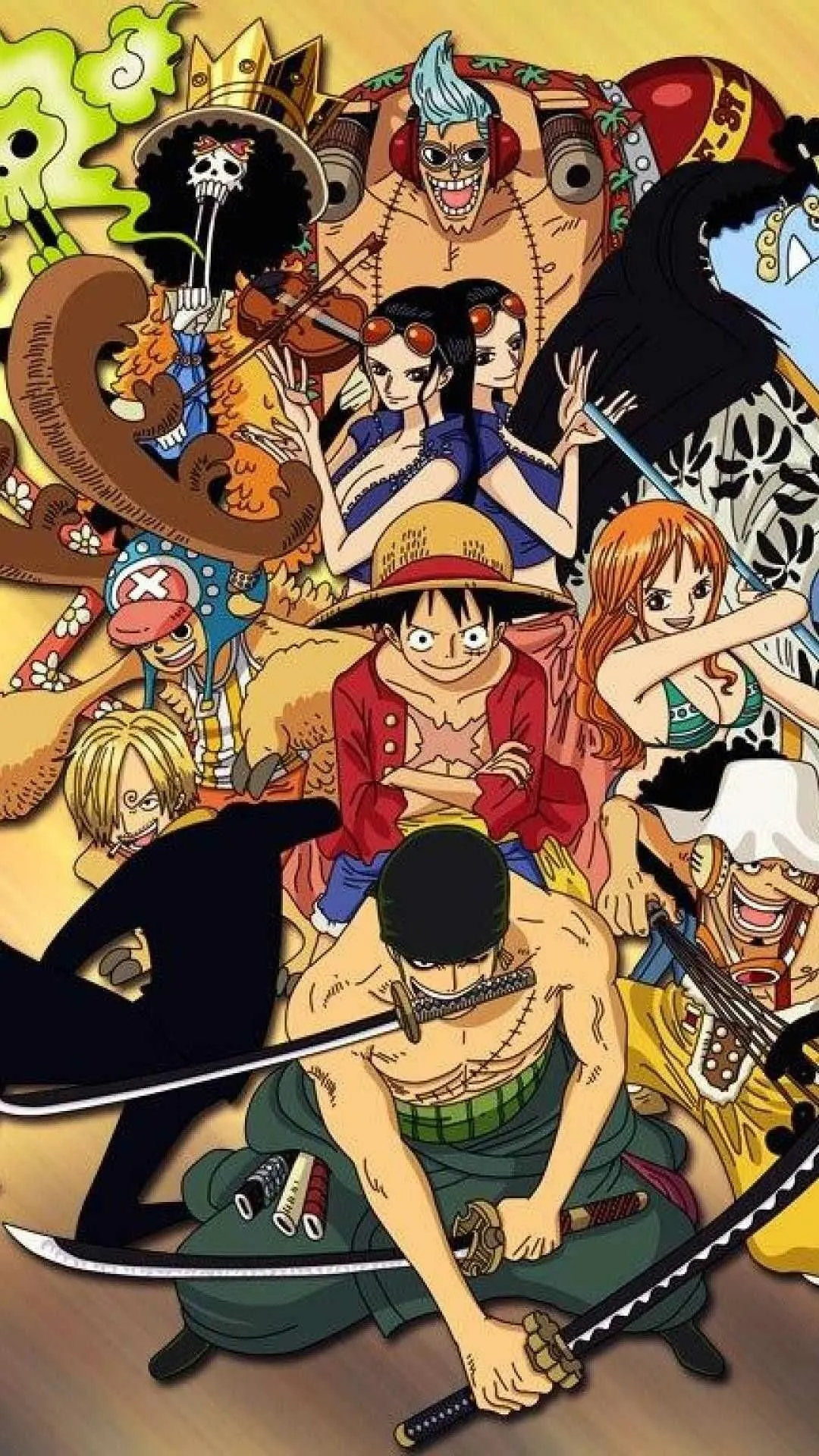 One Piece Straw Hat Pirates Celebrating with Music