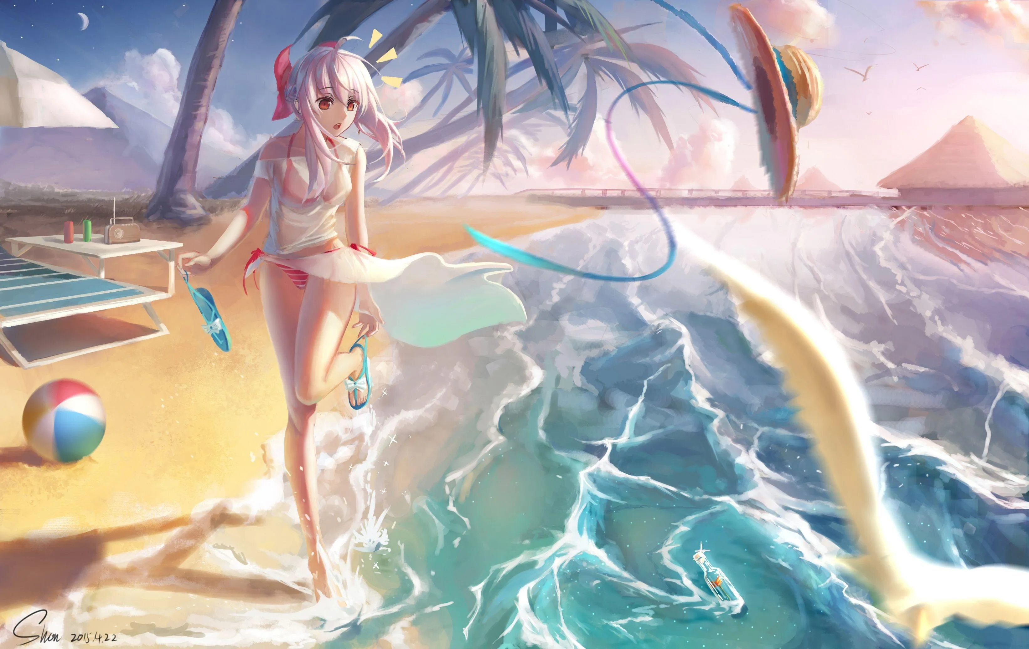 One Piece Sunny Ship Sails Peacefully on Crystal Waters