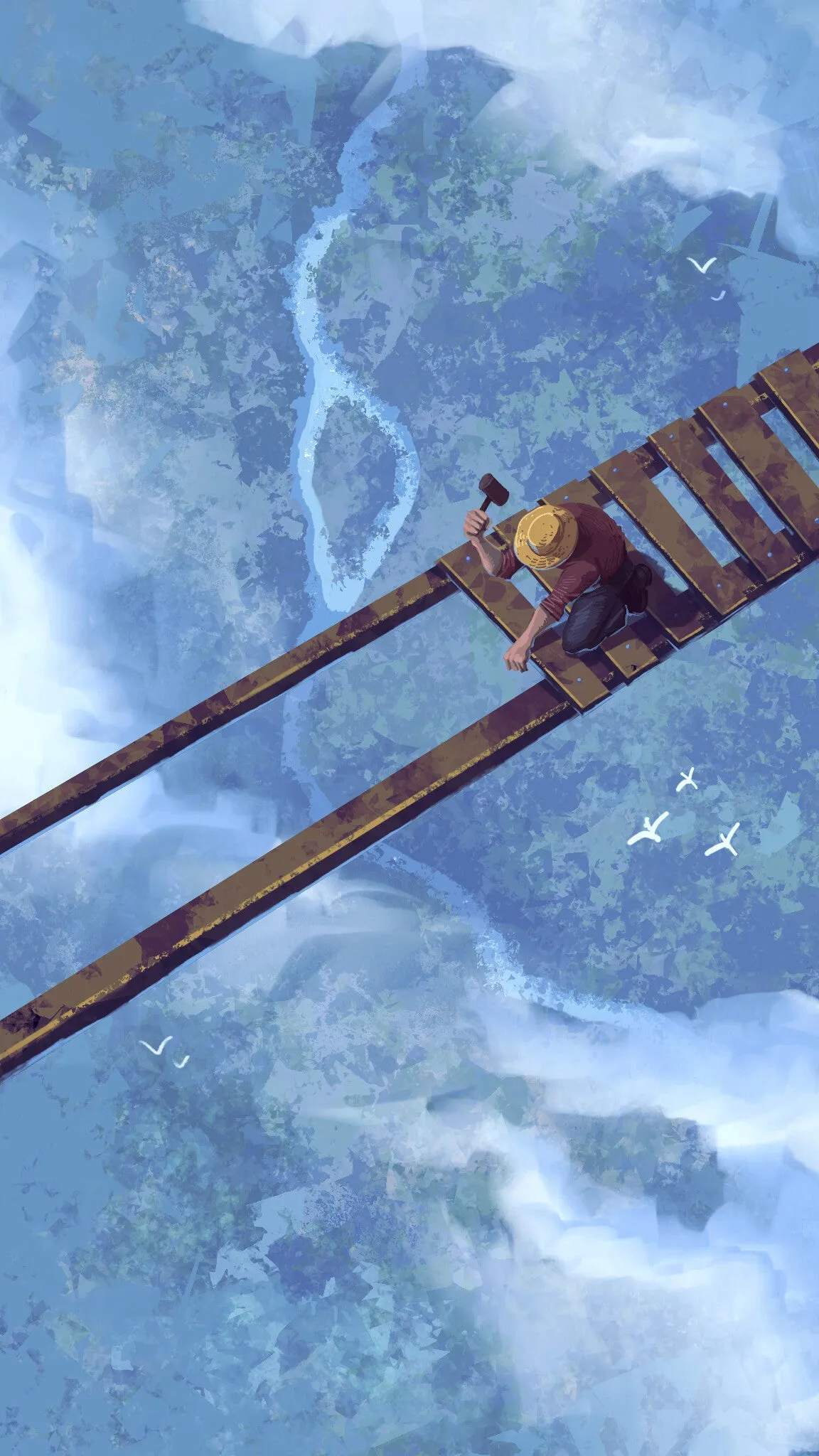 HD wallpaper person building a bridge on the sky for free