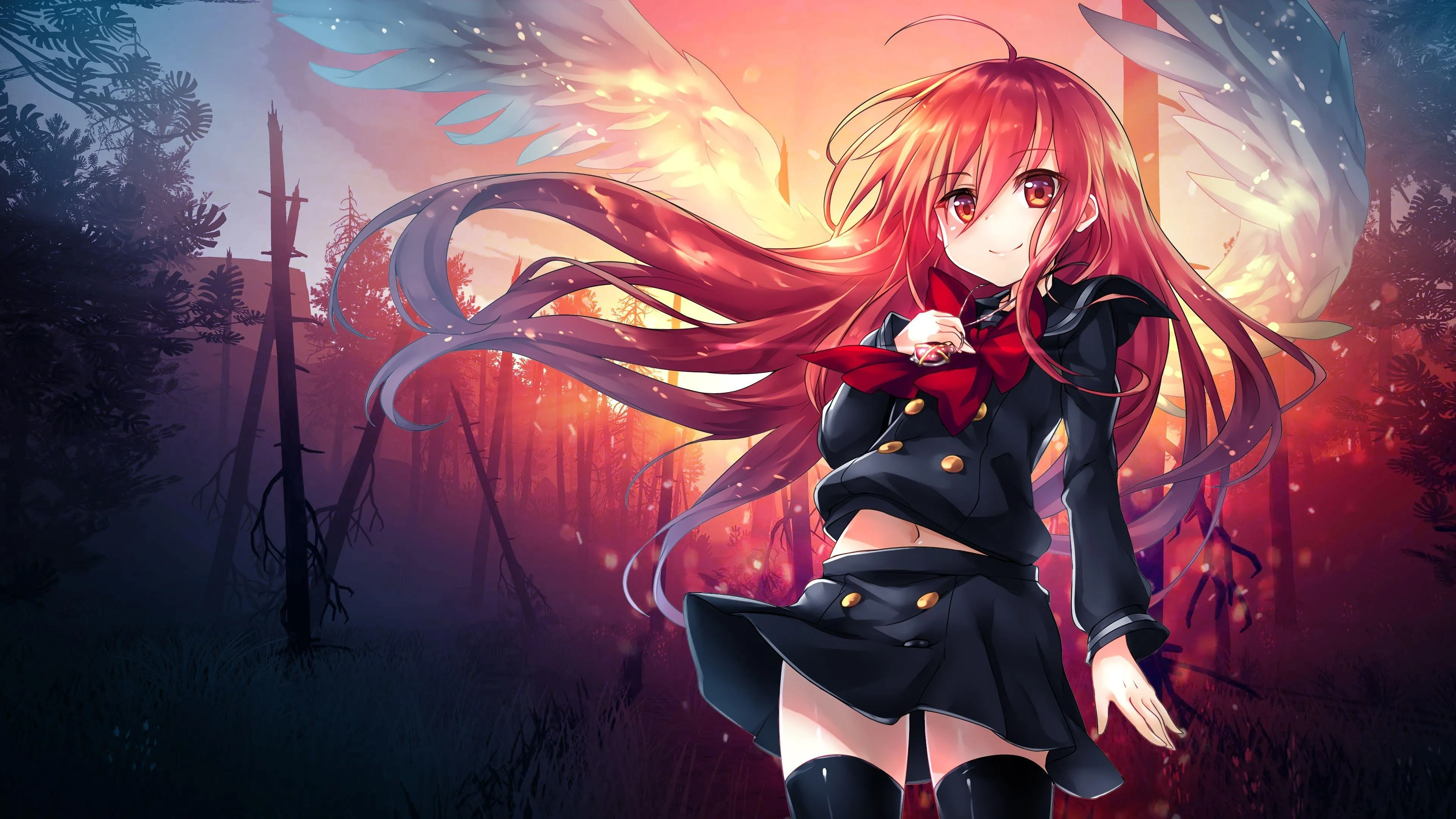 RedHaired Female Character Posing with Sword Wallpaper