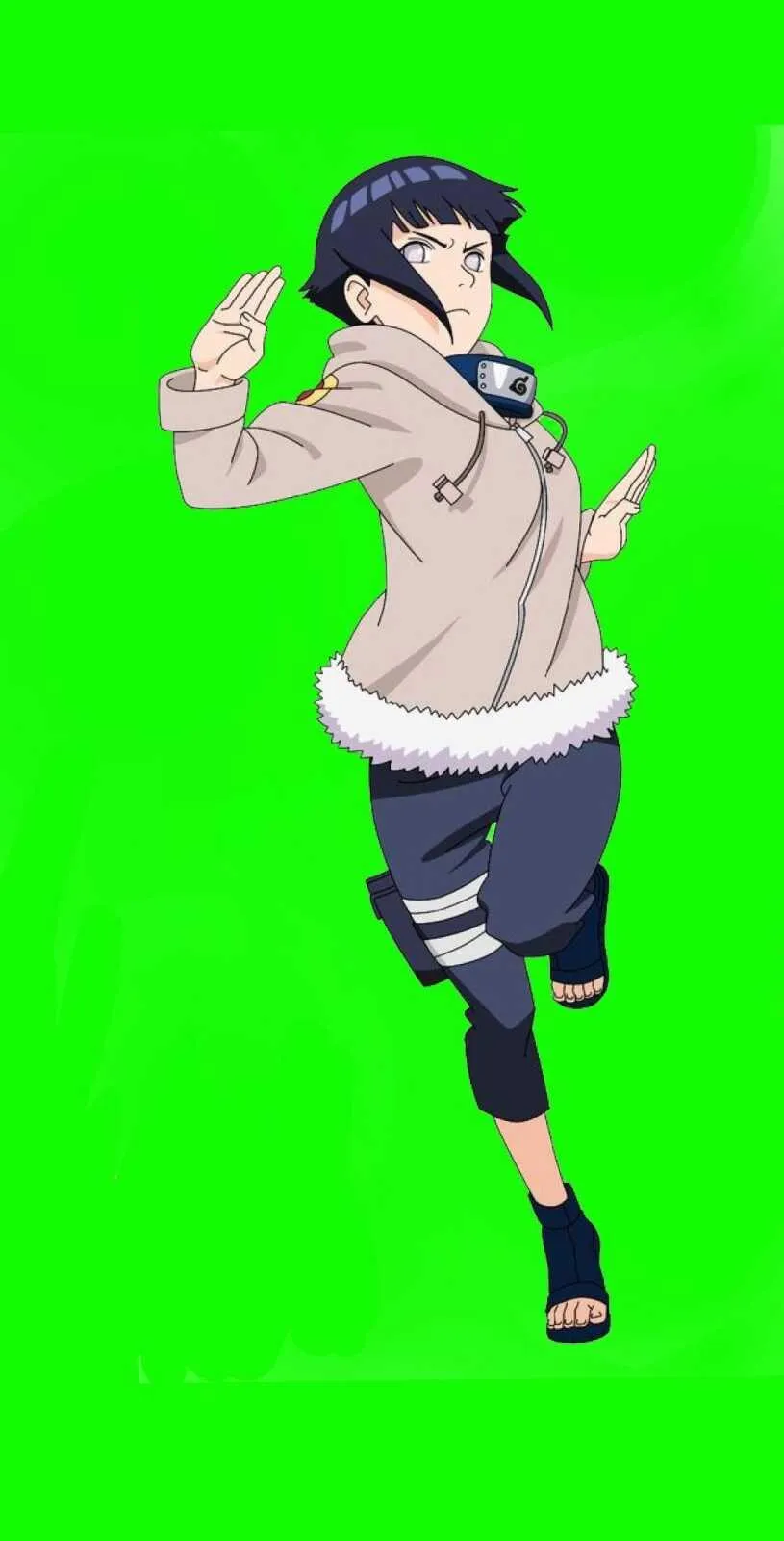 Rock Lee Performing a Fast Dynamic Kick on a Green Background