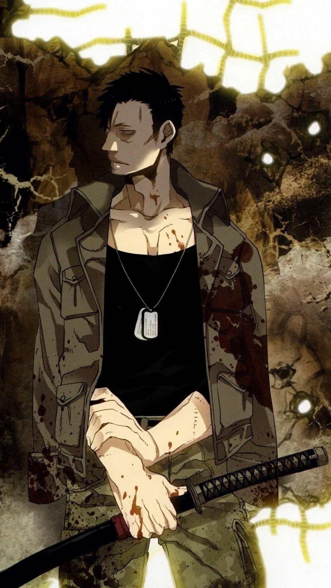 Serious Anime Male Character Sitting Alone in Dark Setting