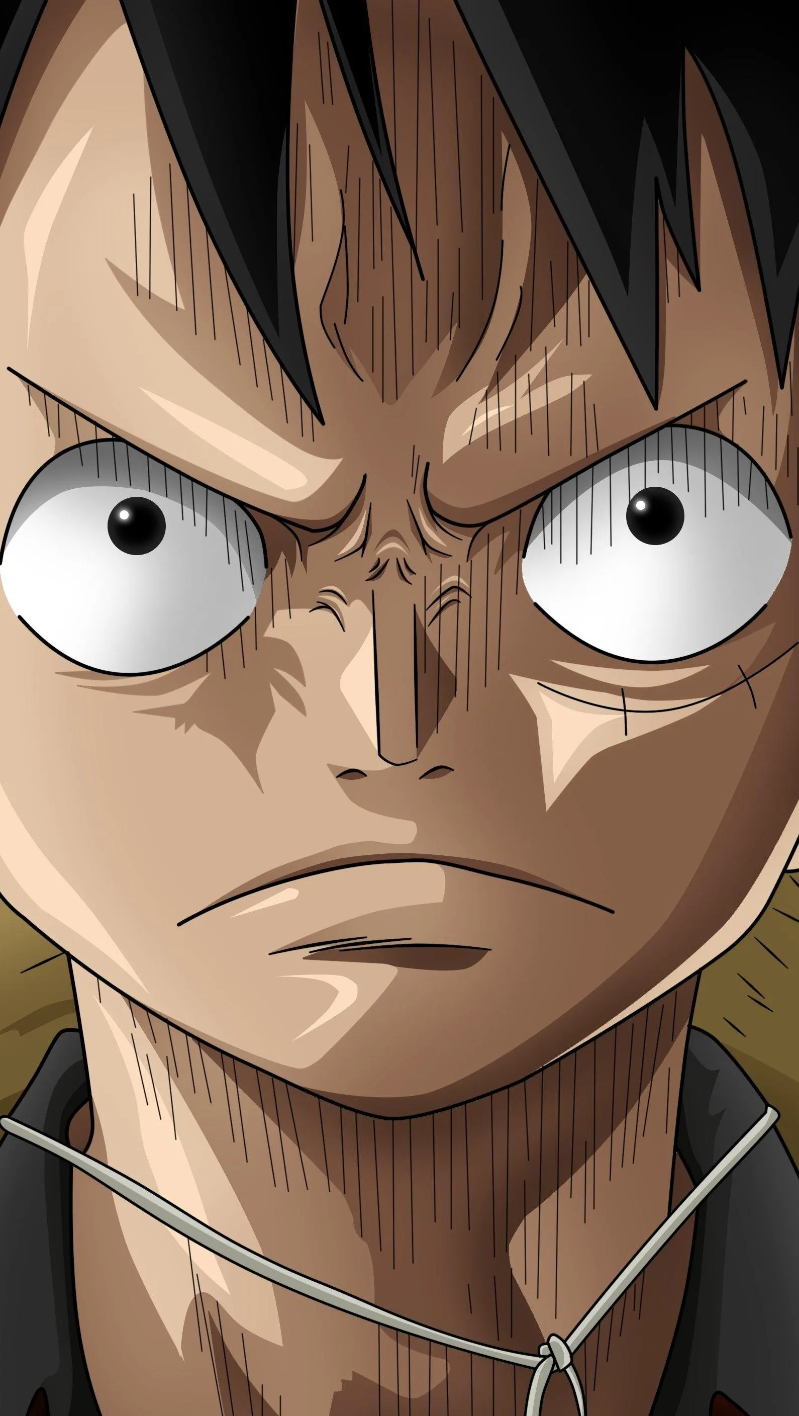 Serious Monkey D Luffy Facing Off with Determined Look