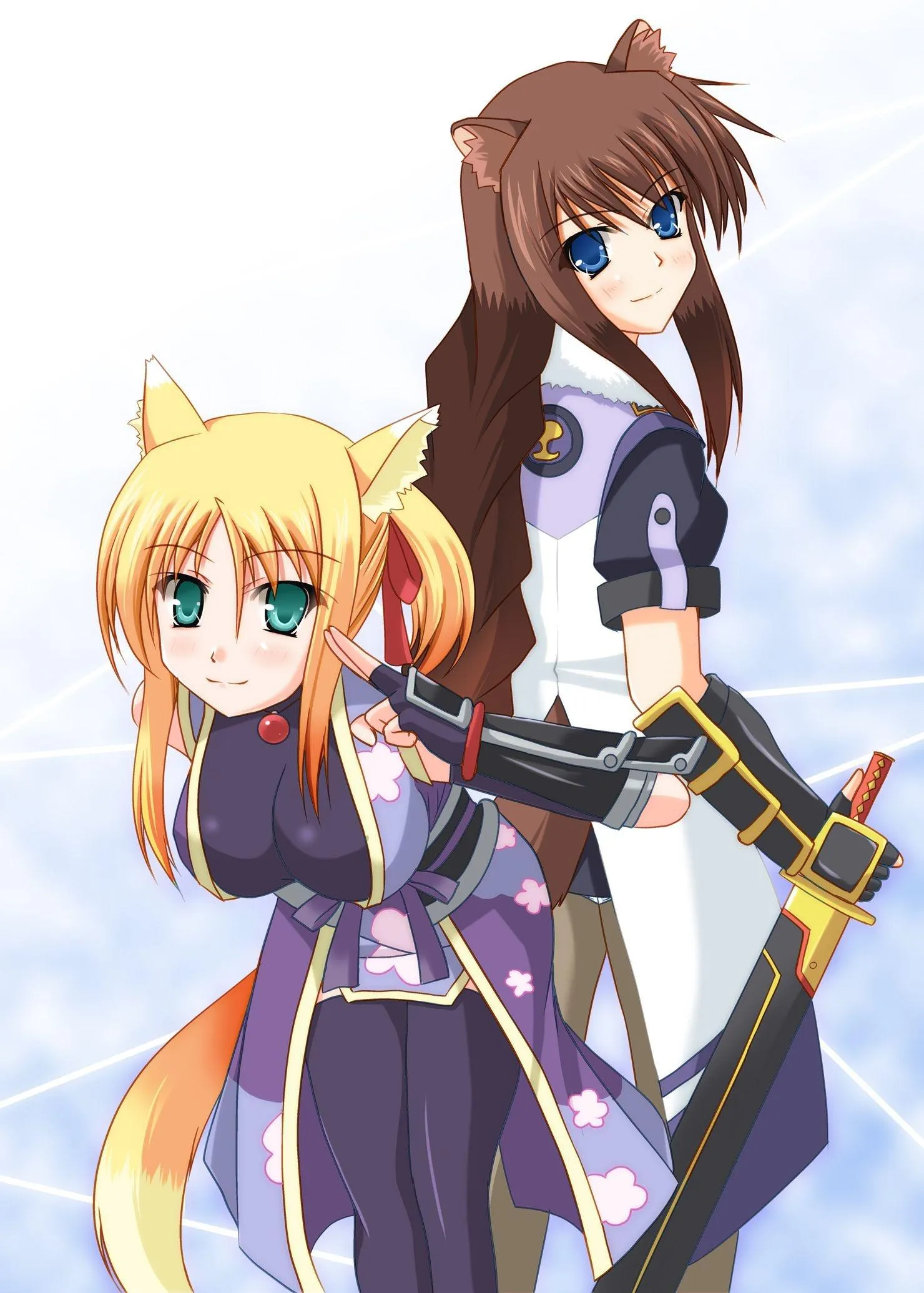 Shana and Yuji Standing with Swords Ready for Battle
