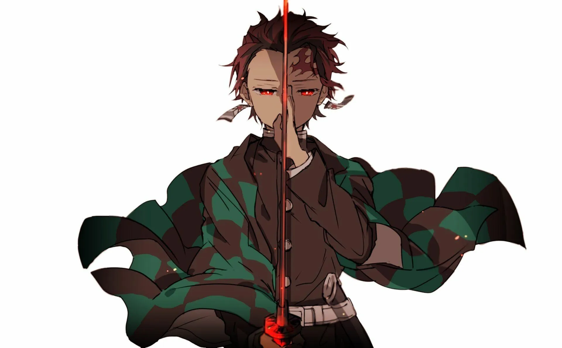Tanjiro Kamado Relaxing with Green Checkered Haori