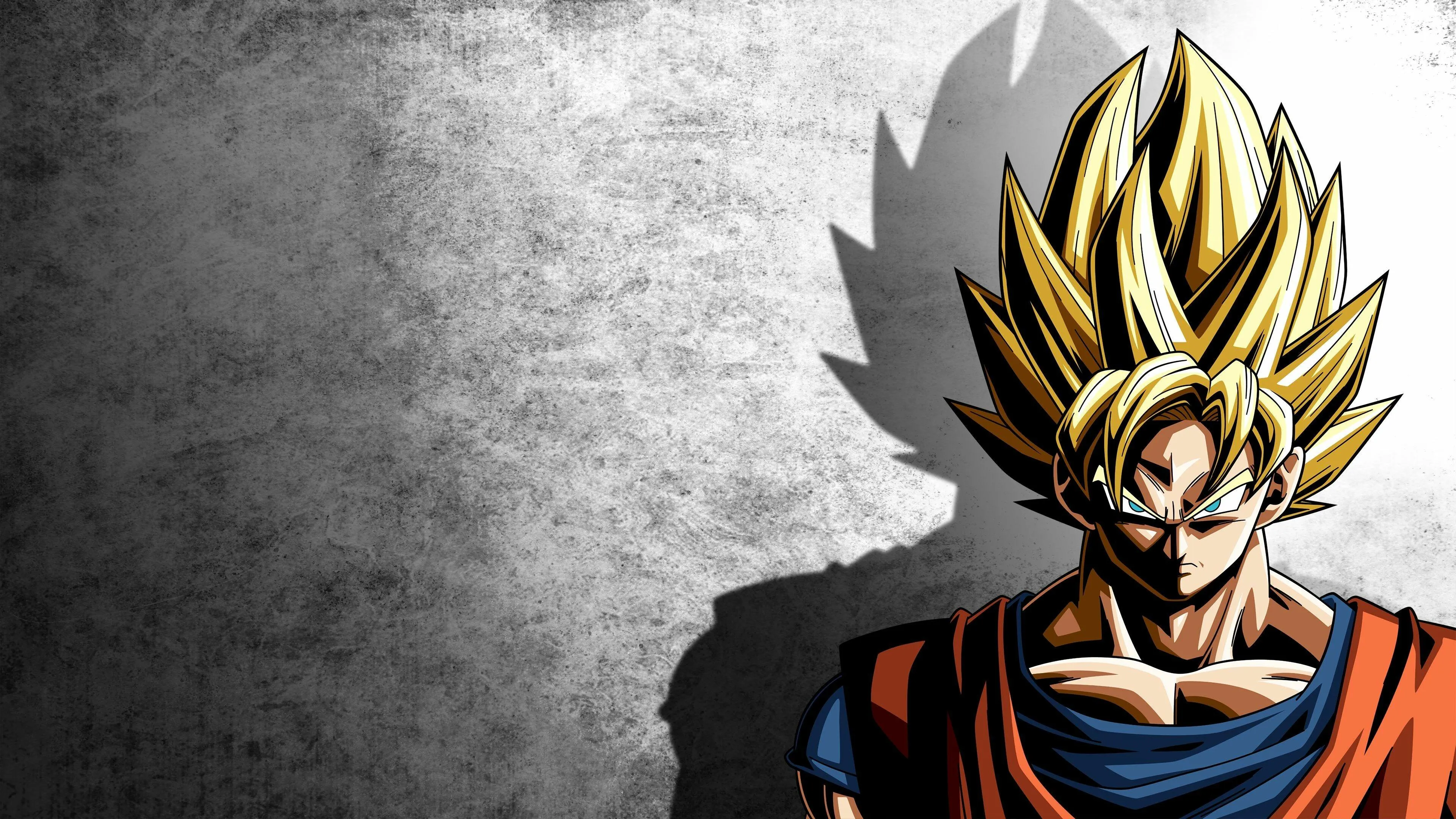 Wallpaper of Super Saiyan Goku in Black and White Background