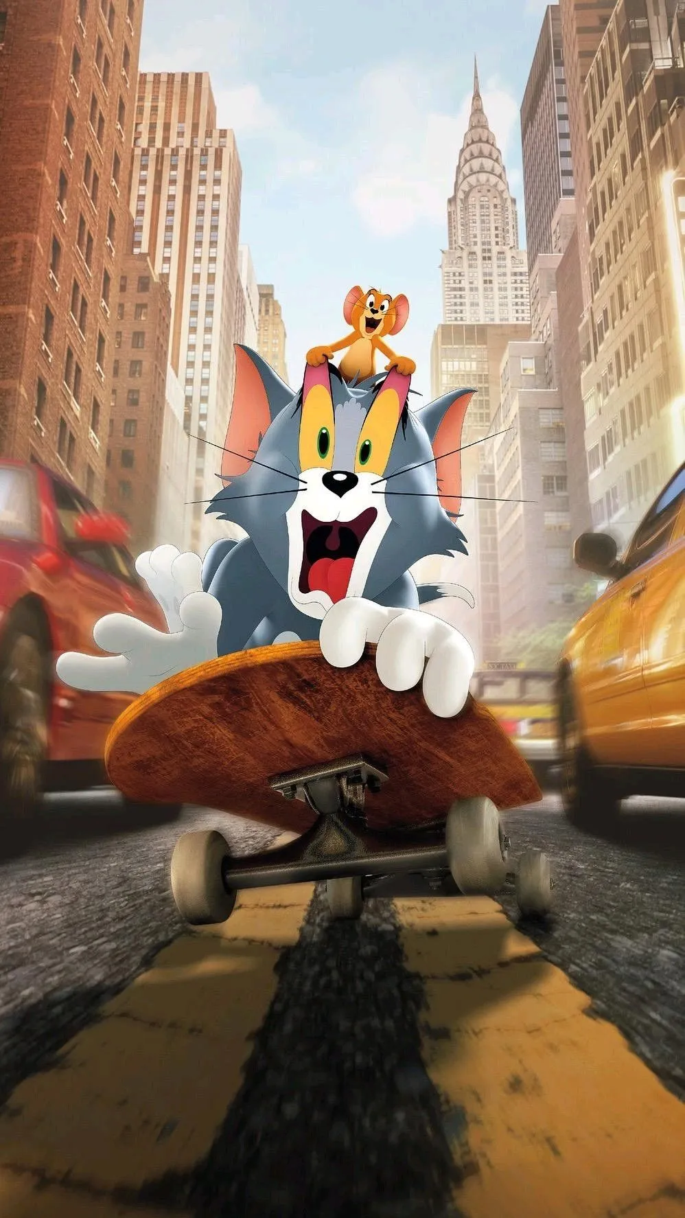 Brick Wall Scene of Tom Chasing Jerry on Busy Street