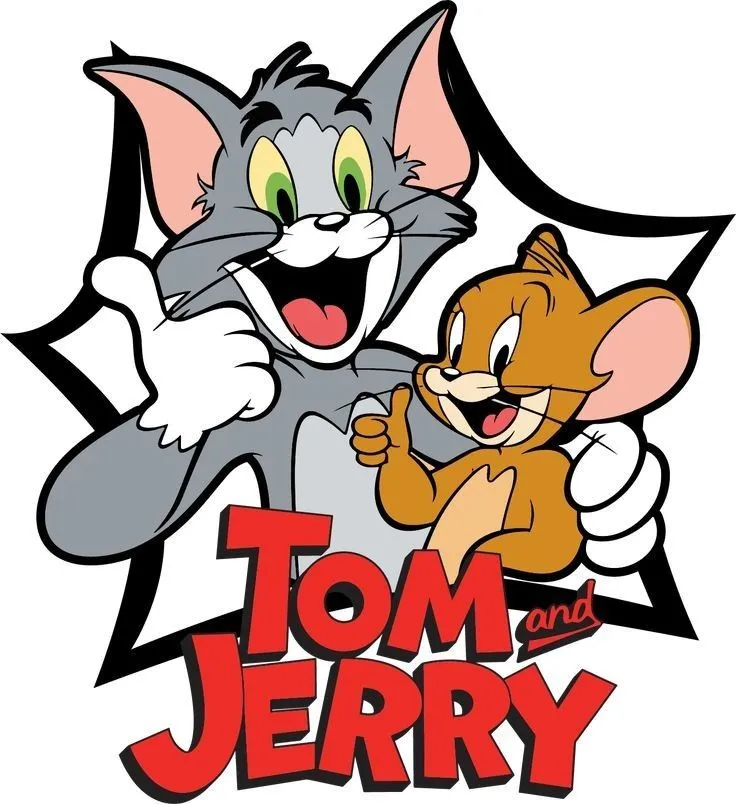 Classic Tom and Jerry Cartoon Logo in Bright White Background