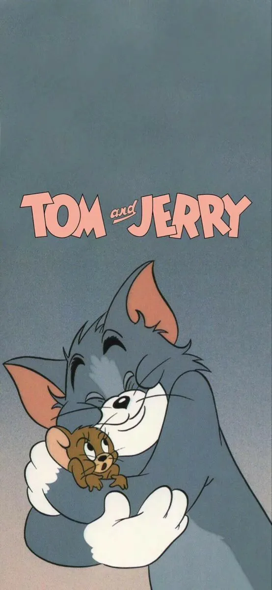Classic Tom and Jerry Cartoon Logo on a Soft Blue Background