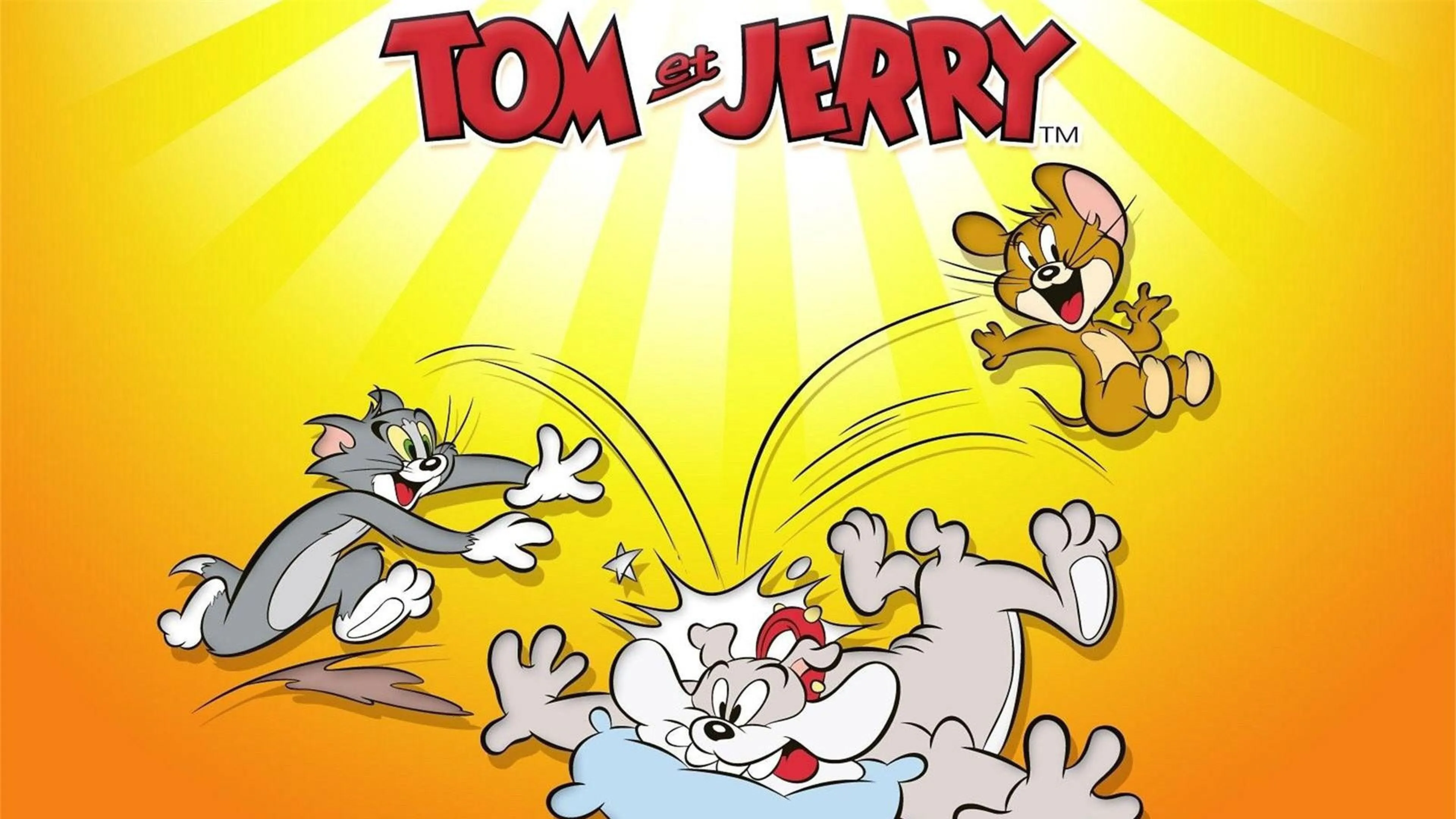 Classic Tom and Jerry Chase with Yellow Sunny Background
