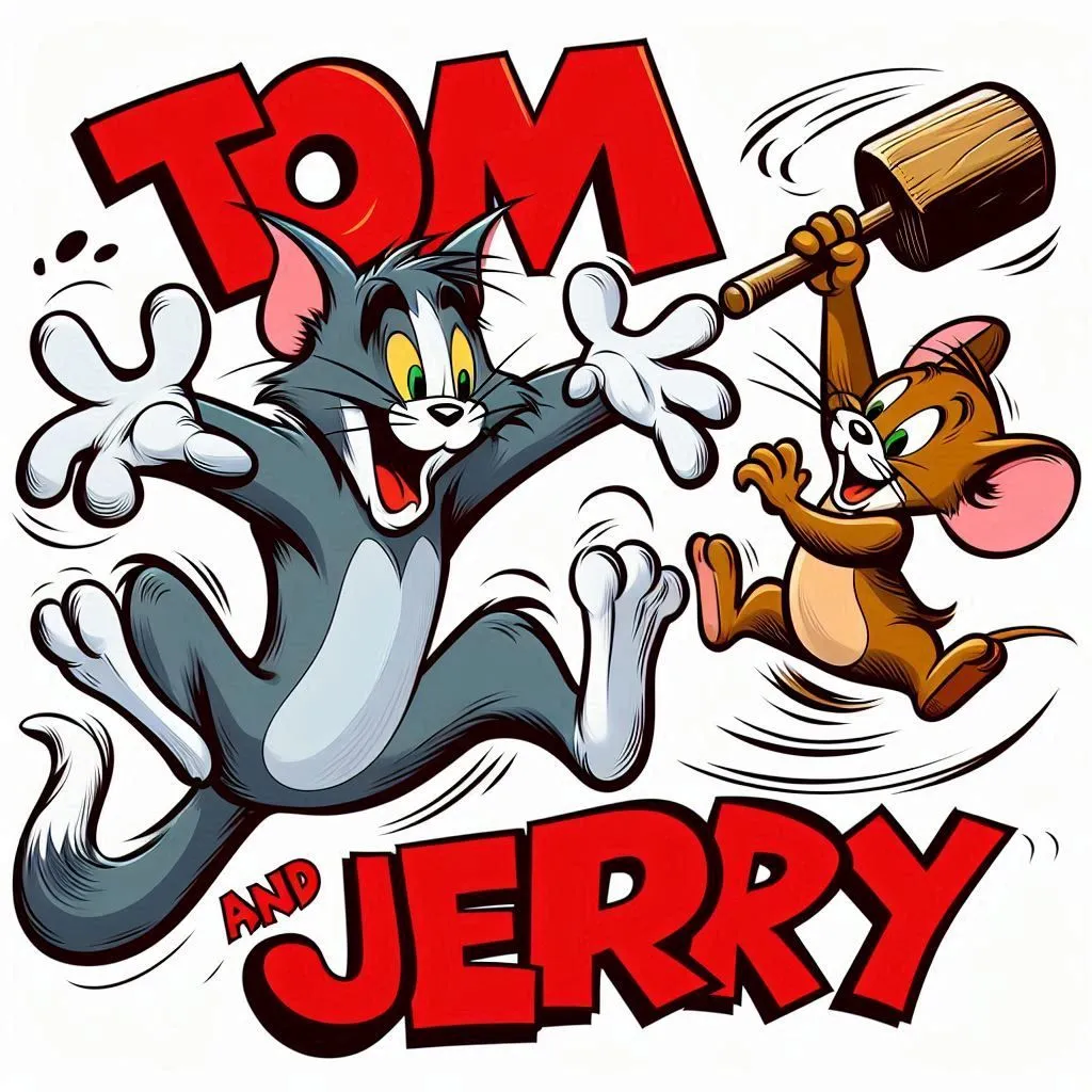 Classic Tom and Jerry Logo with Action Pose wallpaper
