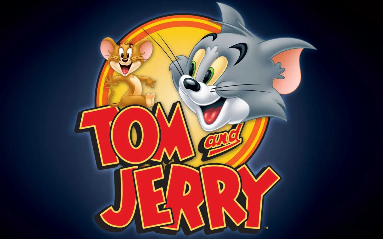 Classic Tom and Jerry Logo with Dark Blue Background