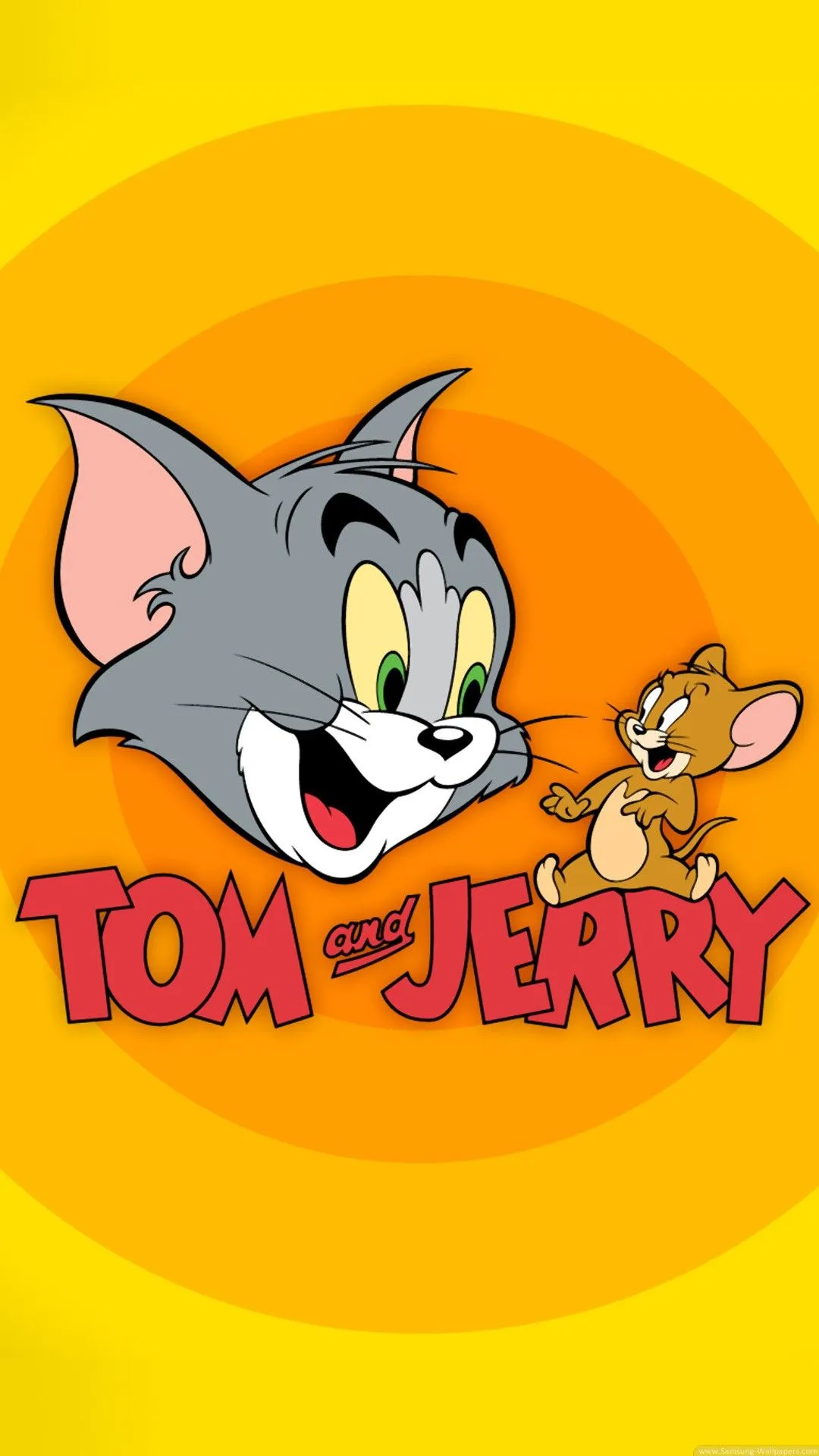 Classic Tom and Jerry Logo with Orange and Yellow Theme