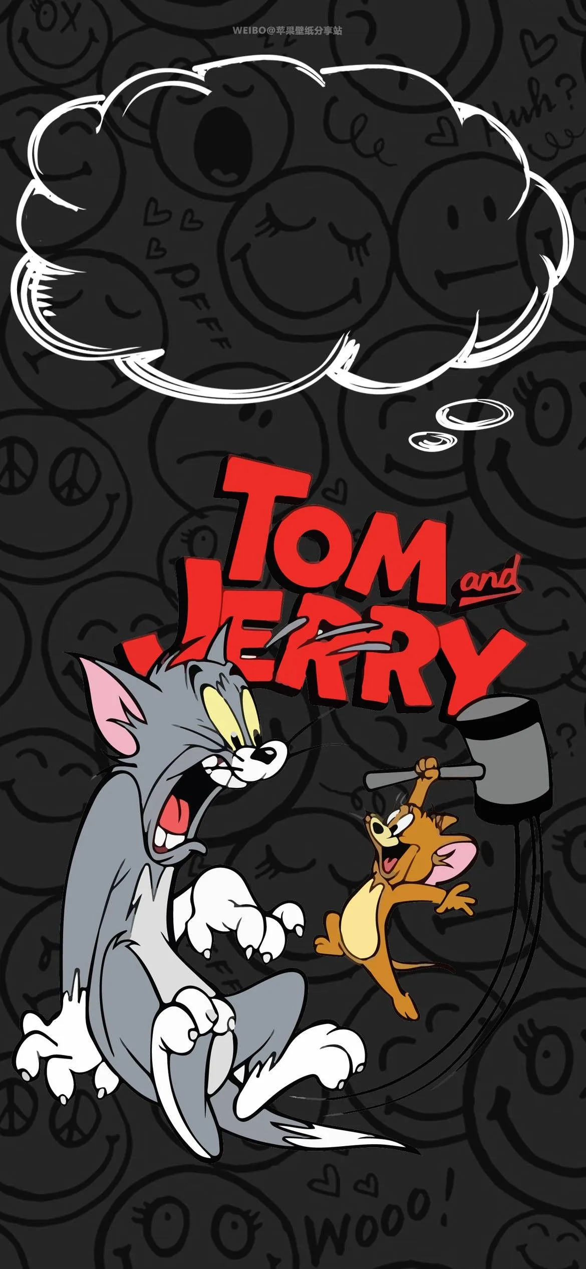 Dark Theme Poster of Tom Chasing Jerry with Lightning Style