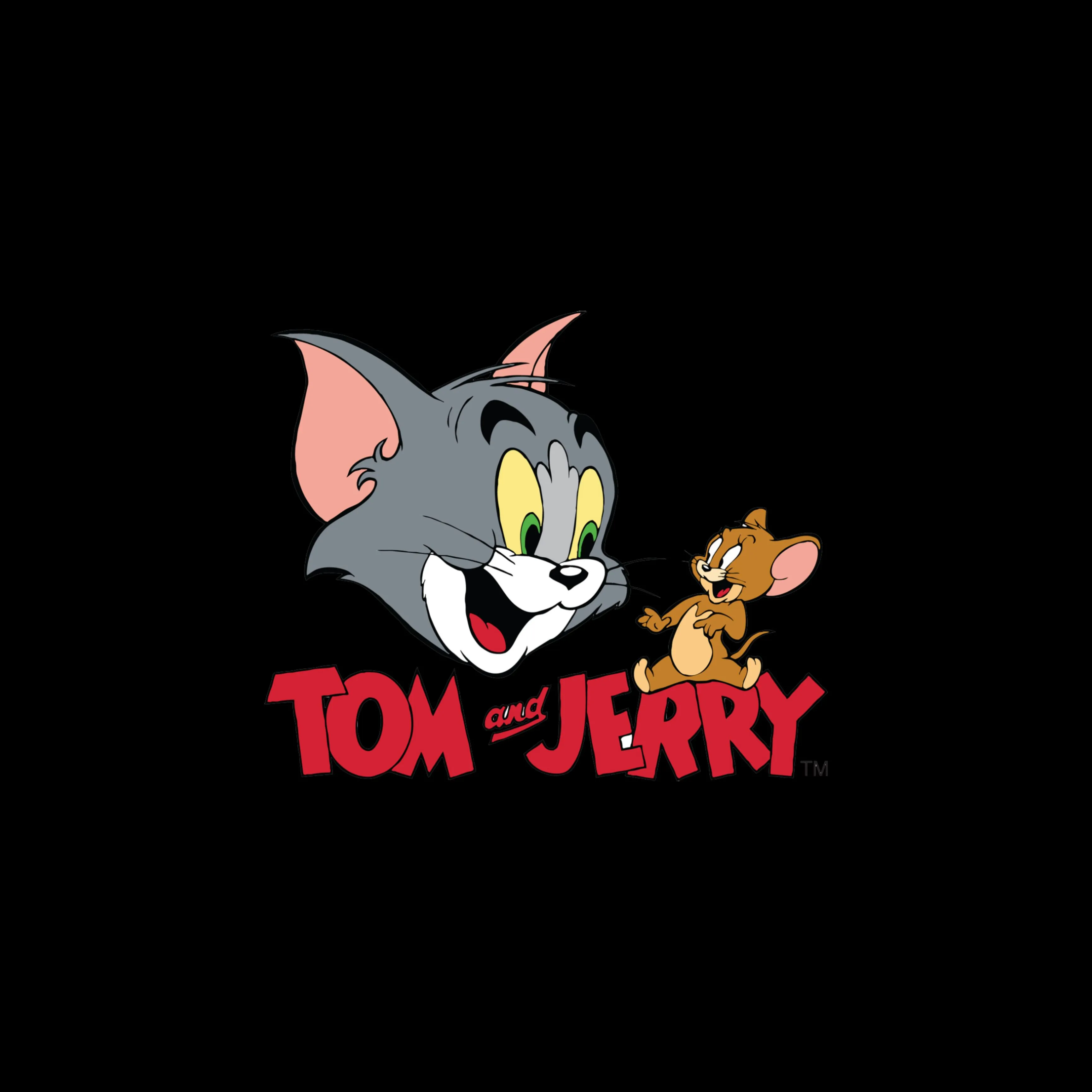 Dark Theme with Floating Faces of Tom and Jerry Cartoon