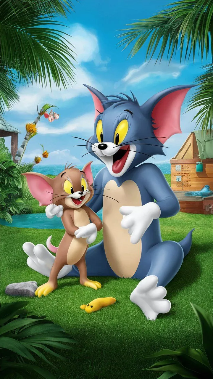Forest Walk with Tom and Jerry in a Bright Green Setting