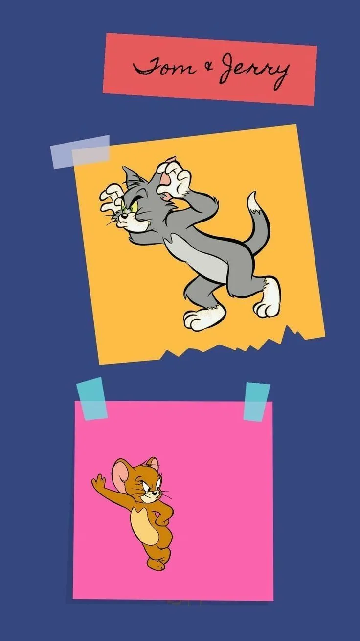 Fun vertical comic style panels of Tom and Jerry wallpaper
