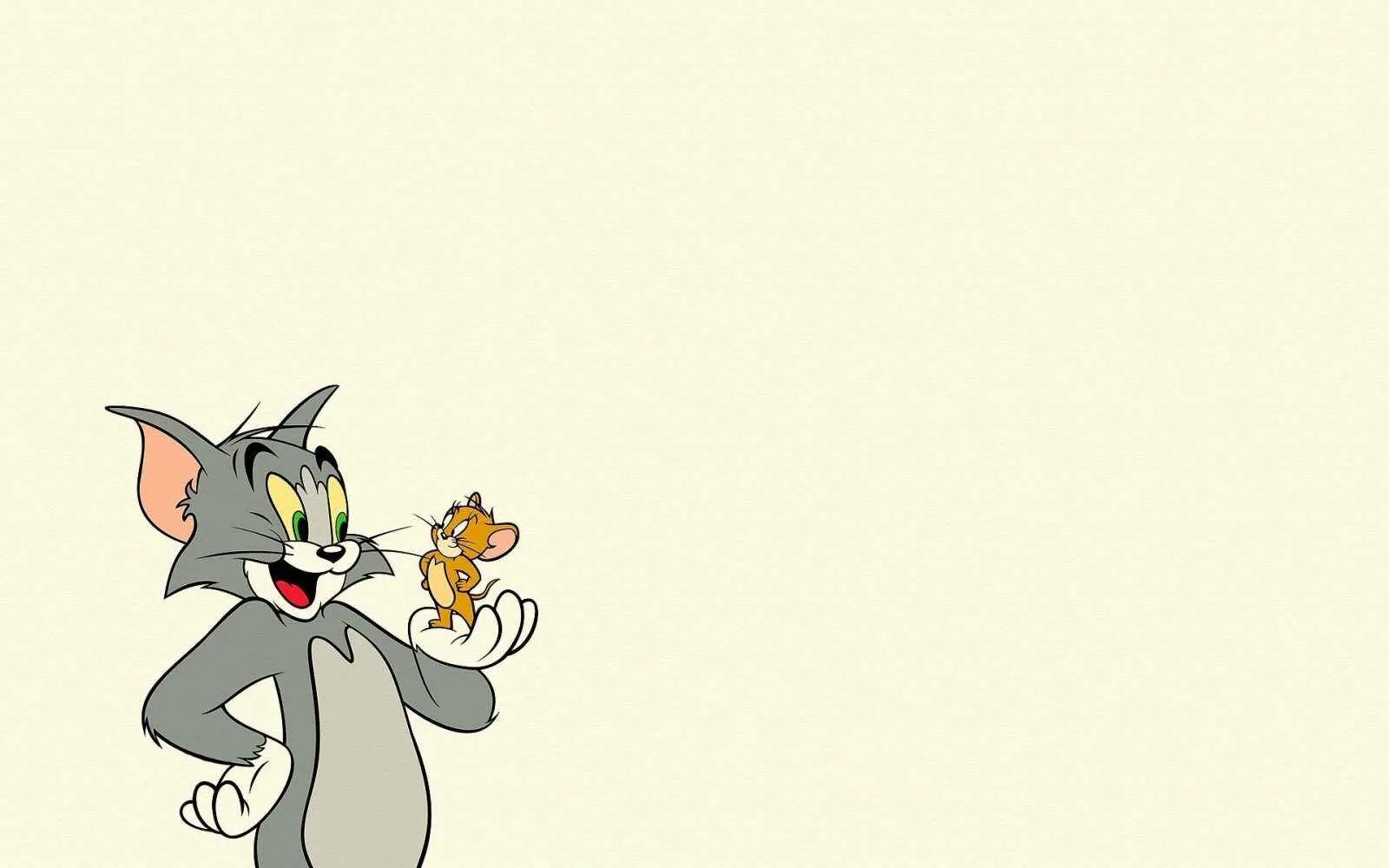 Jerry and Tom in a Friendly Stance on Cream Background