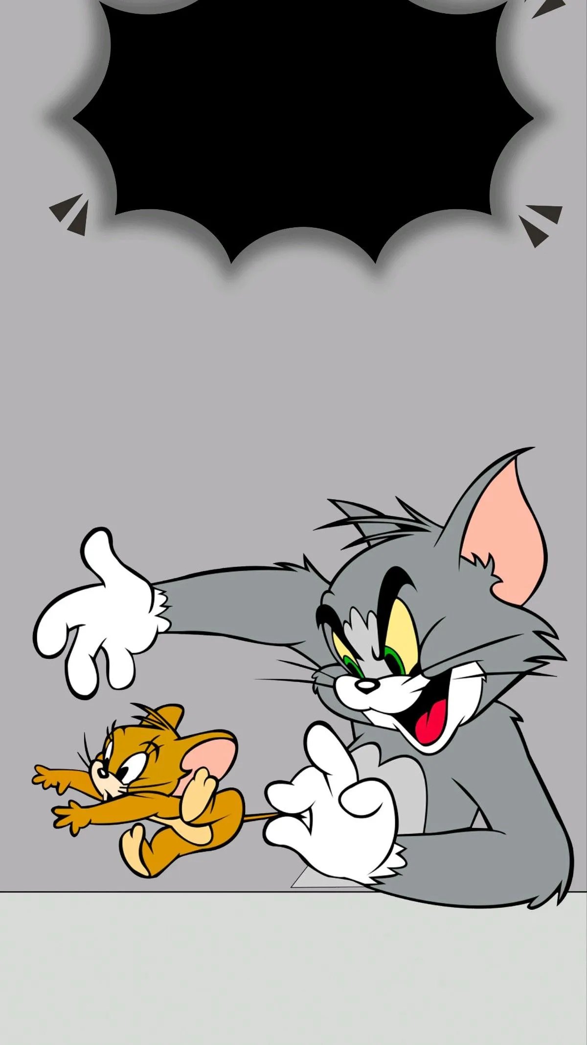 Jerry Escaping from Angry Tom in Grey Background Scene