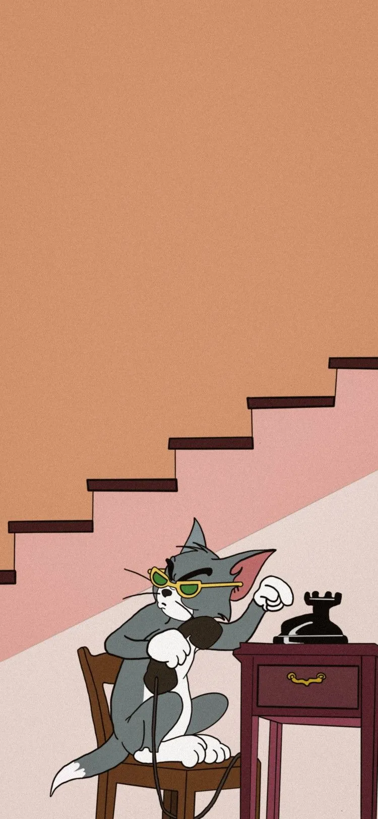 Jerry Hides on Stairs While Tom Sneaks from Below wallpaper