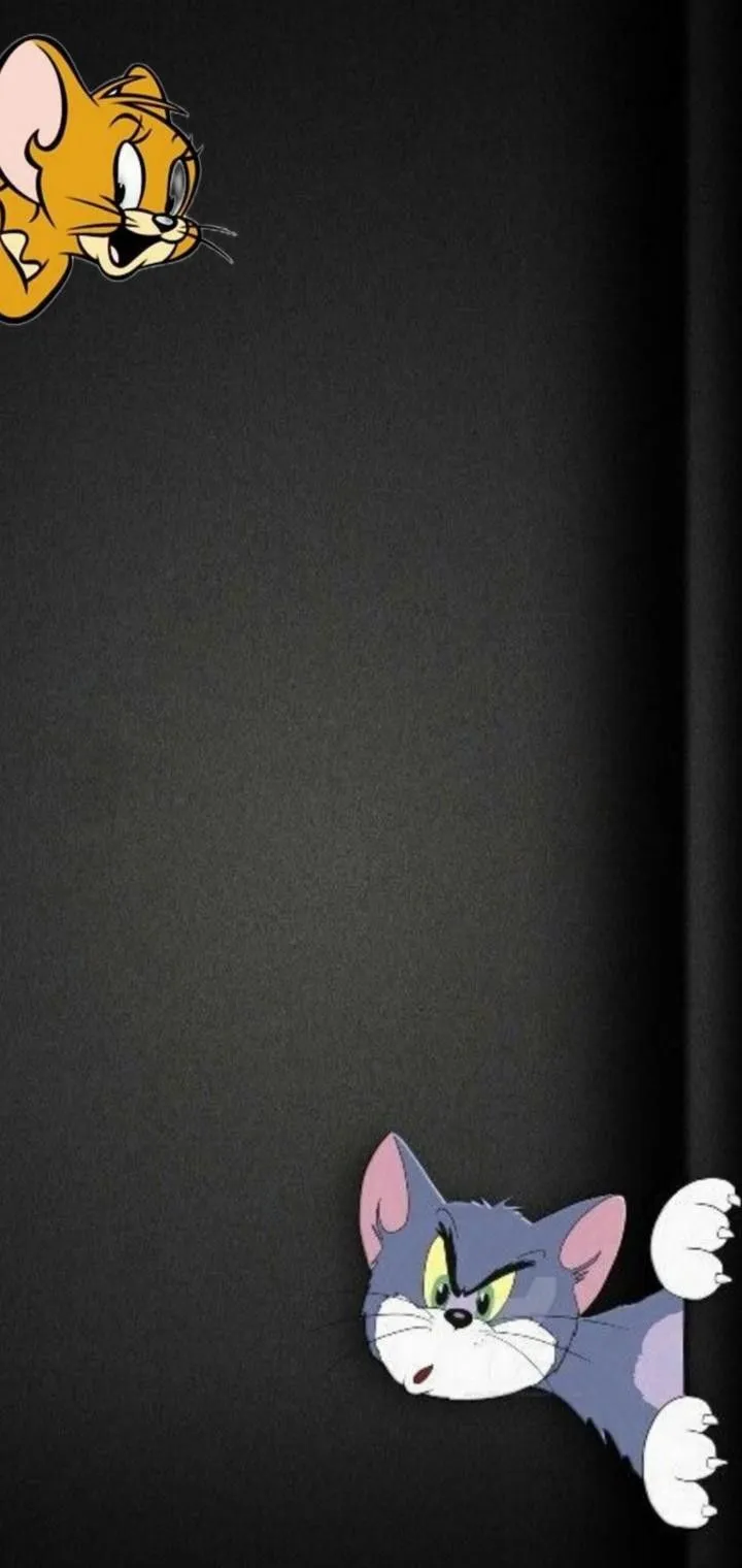Jerry Mouse Hiding in the Dark with Tom Watching Silently