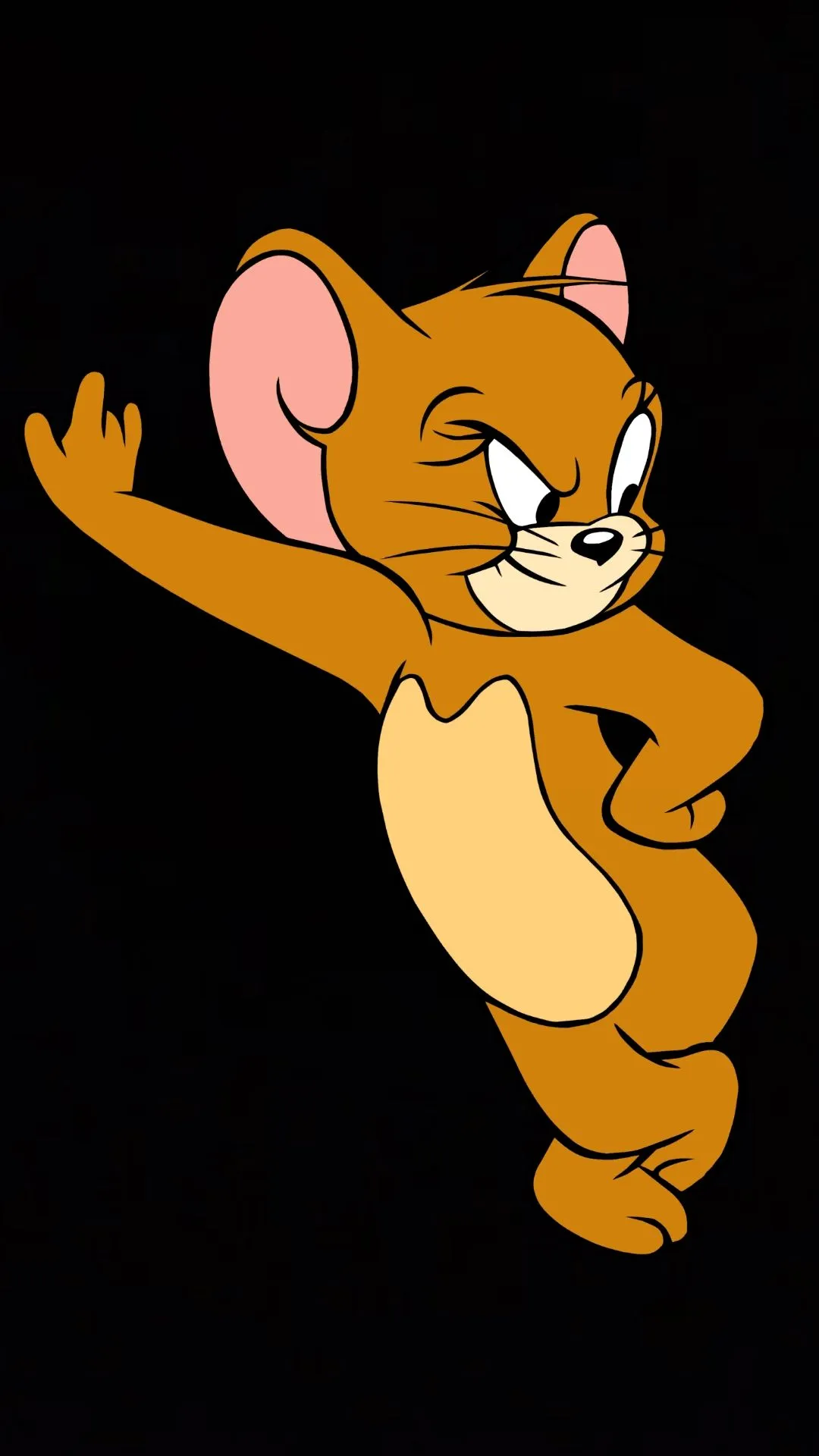 Jerry Mouse Waving Happily on a Dark Background wallpaper