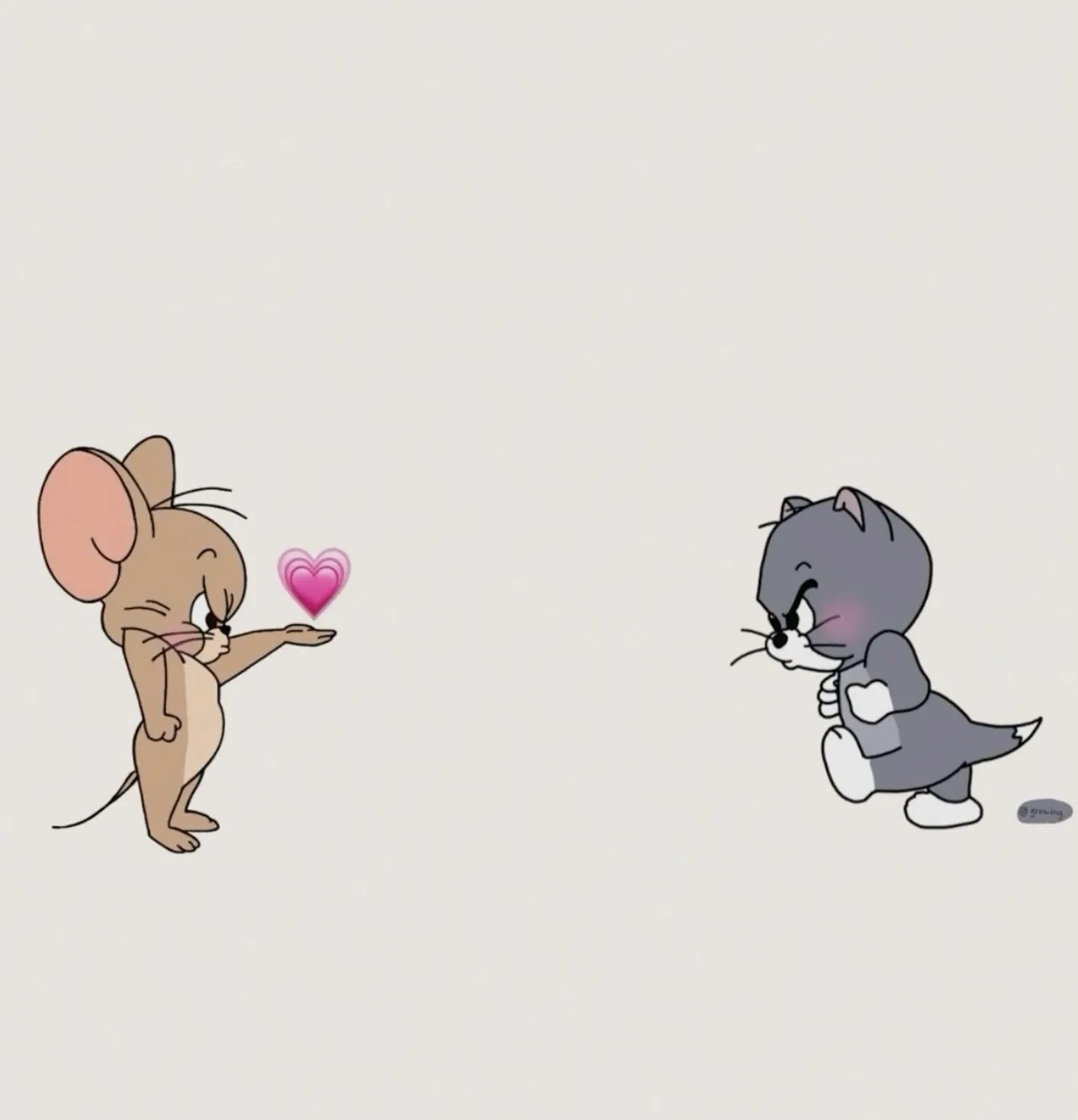 Jerry Offering a Flower to Tom in Cute Minimalist Art