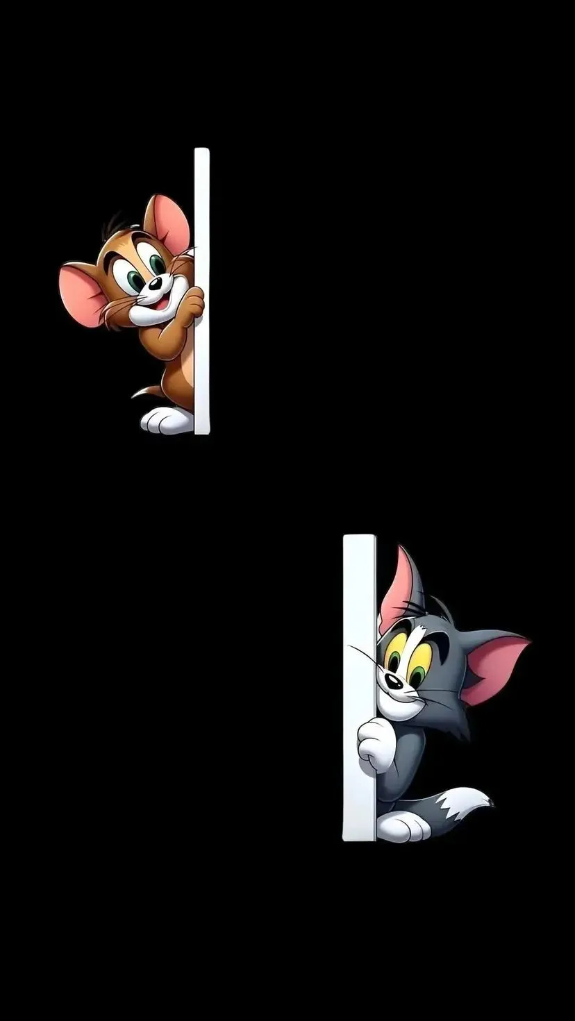 Jerry peeking from a hole on a black background wallpaper