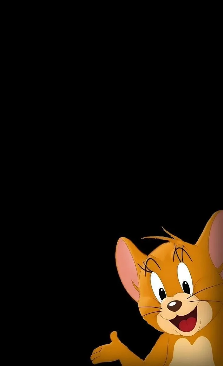 Jerry peeking from behind a black background wallpaper