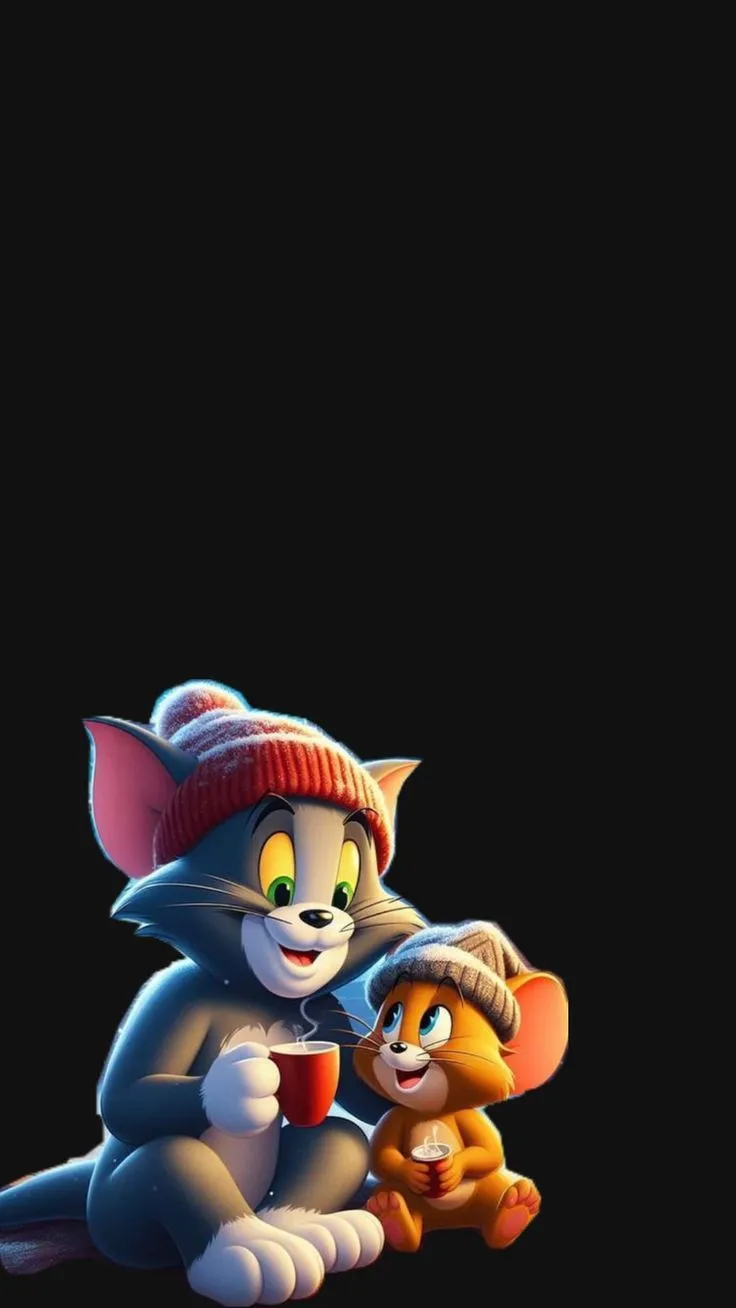 Jerry running fast while Tom is surprised in background