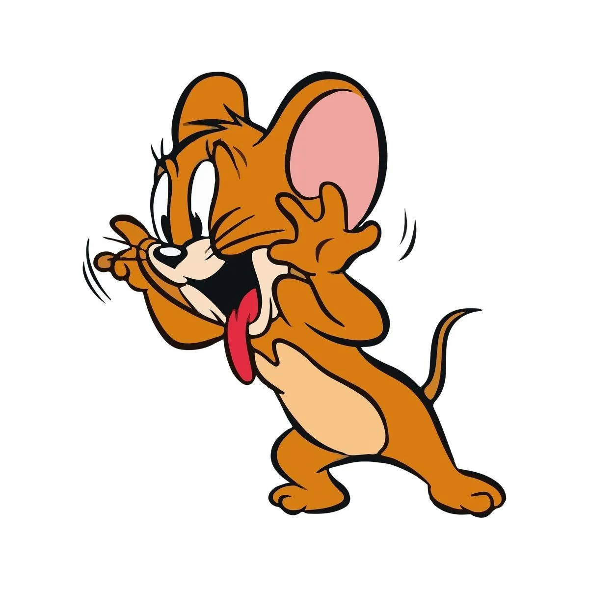 Jerry Running Quickly with a Happy Expression on White