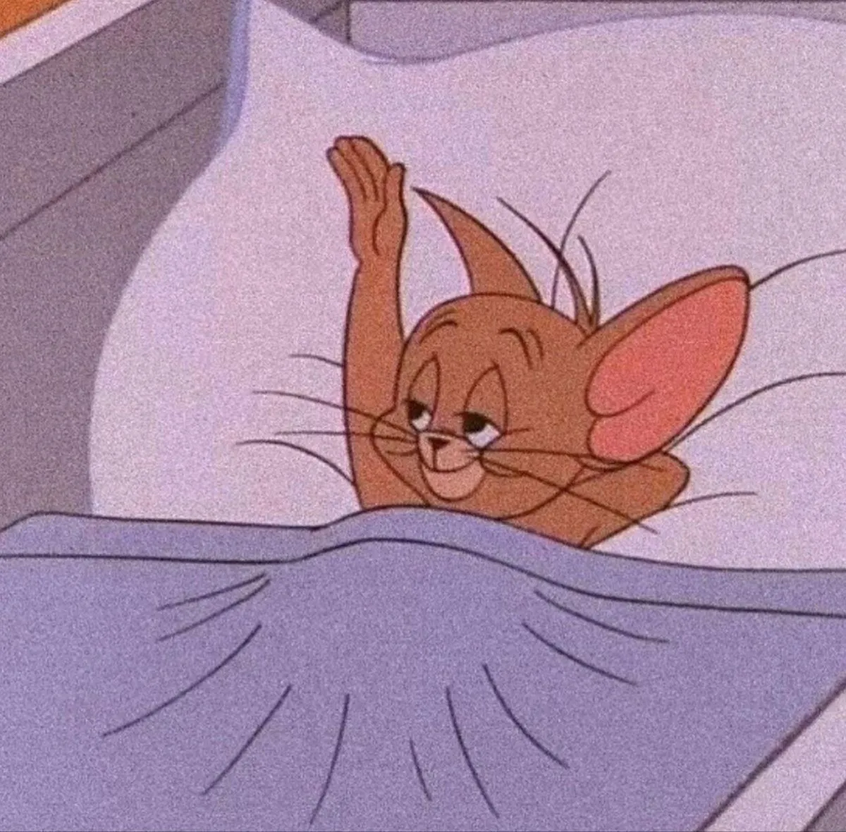 Jerry Sleeping Peacefully in Toms Arms on a Pillow