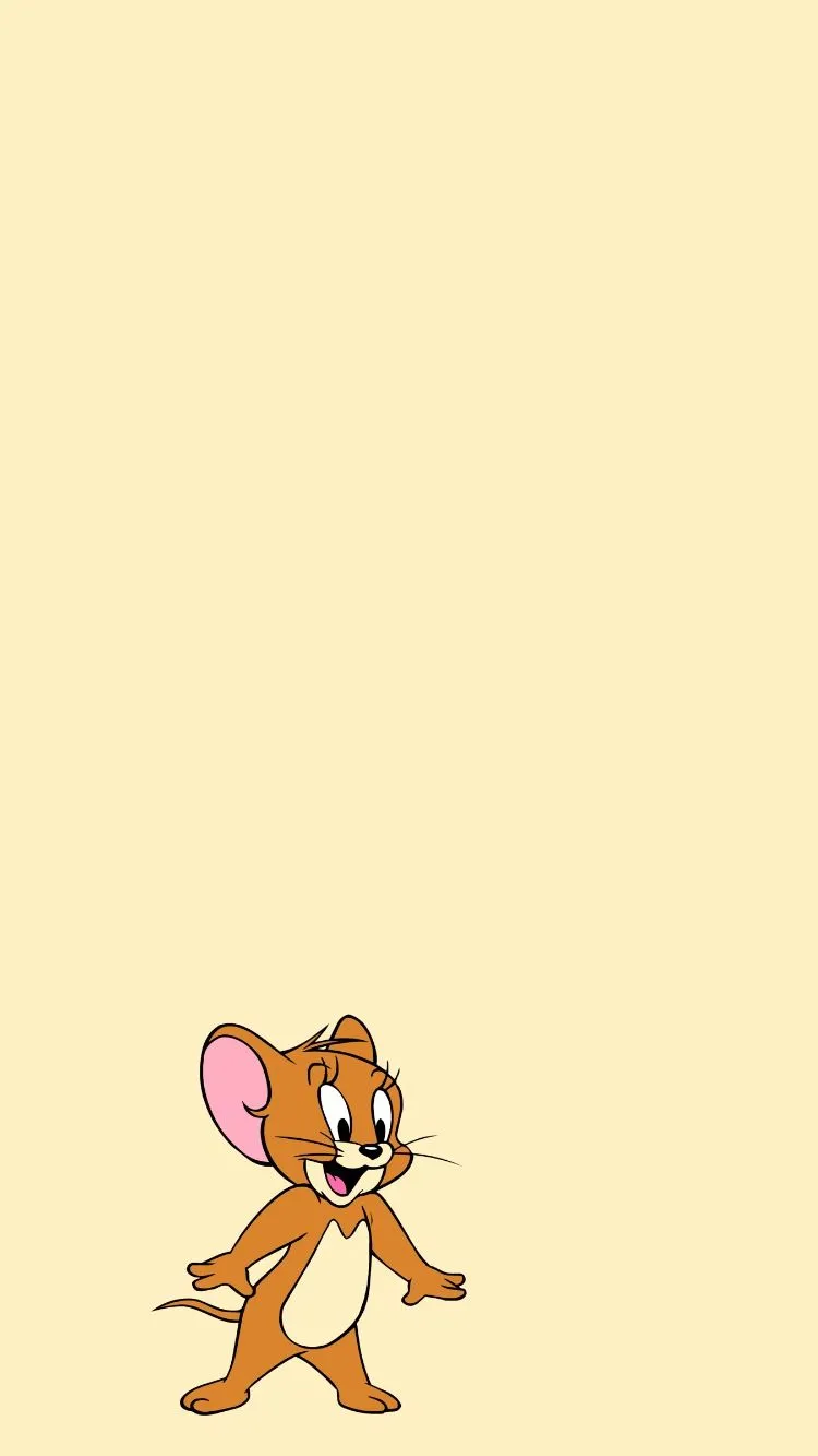 Jerry walking happily on a light beige background wallpaper