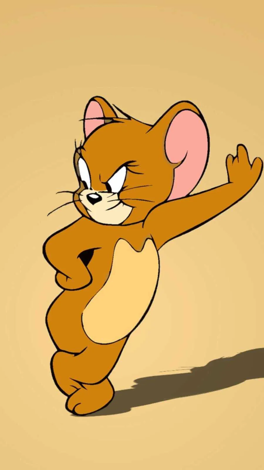 Jerry Waving Happily on a Light Brown Background wallpaper