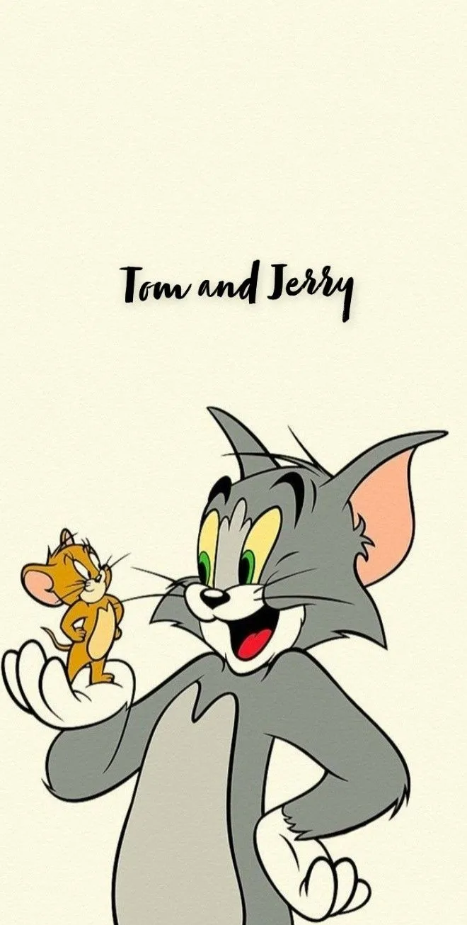 Minimalist Tom and Jerry Sketch with Beige Background