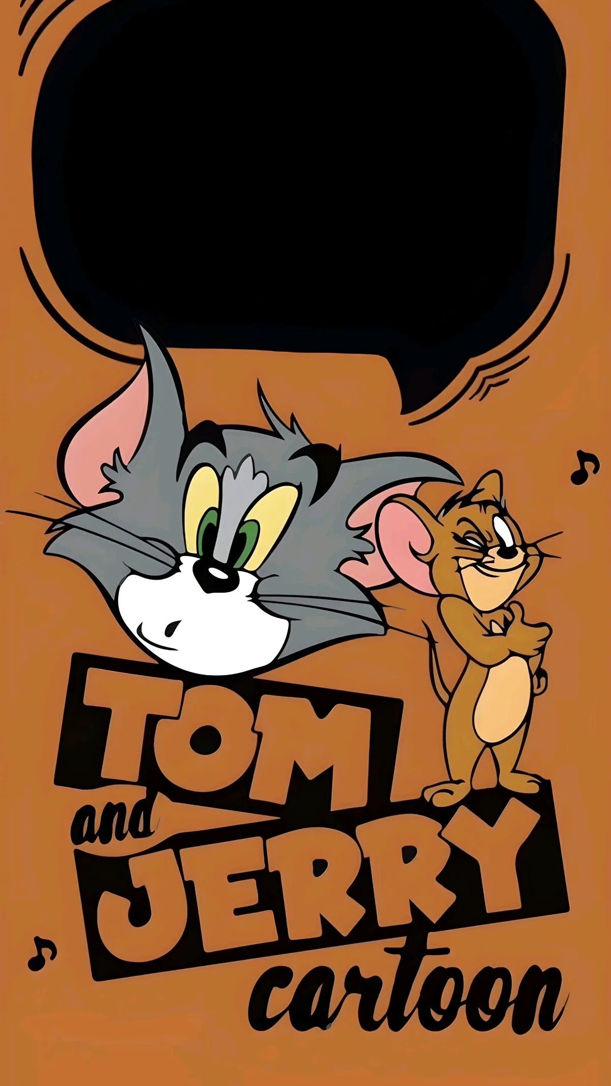 Orange Cartoon Poster with Tom and Jerry in Comic Style