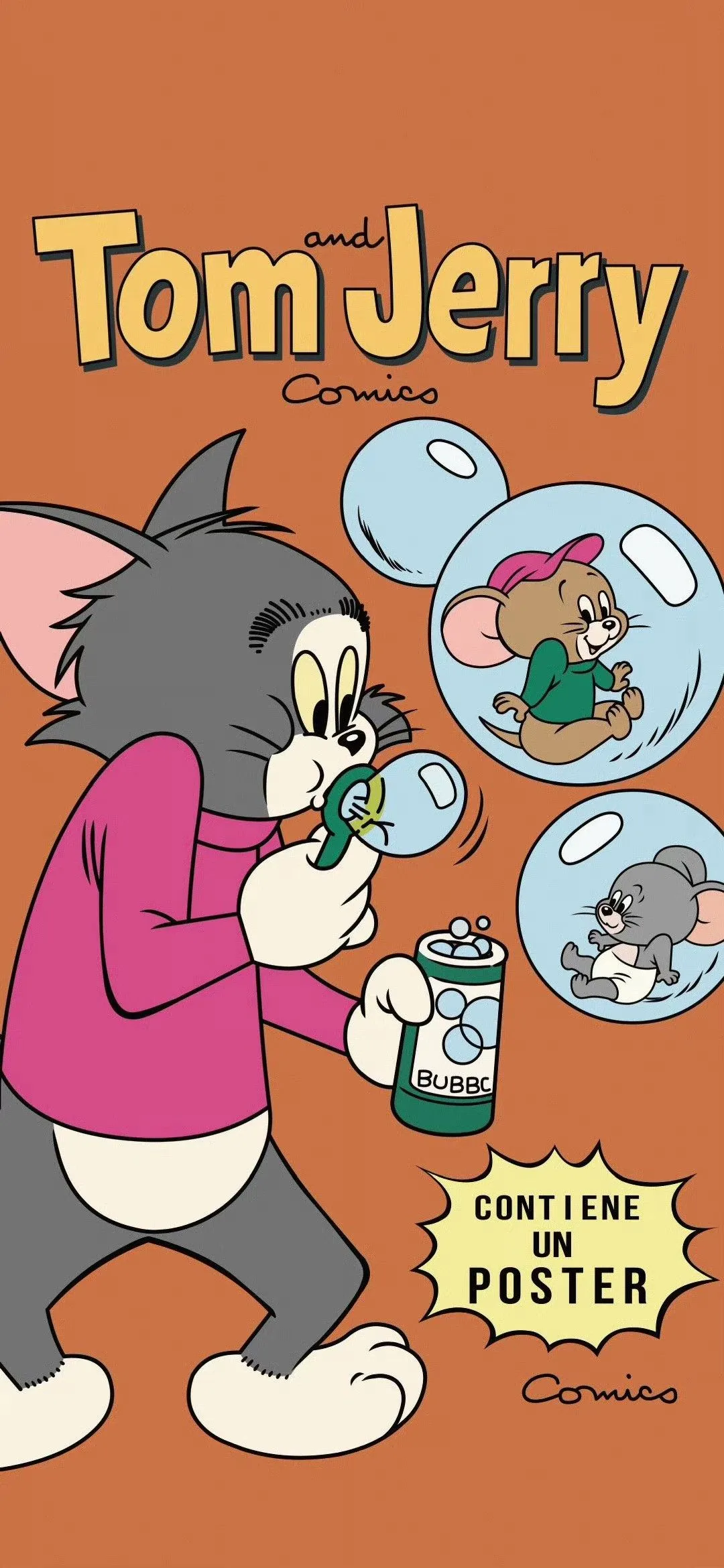 Pink Themed Poster of Tom and Jerry Standing with Smile
